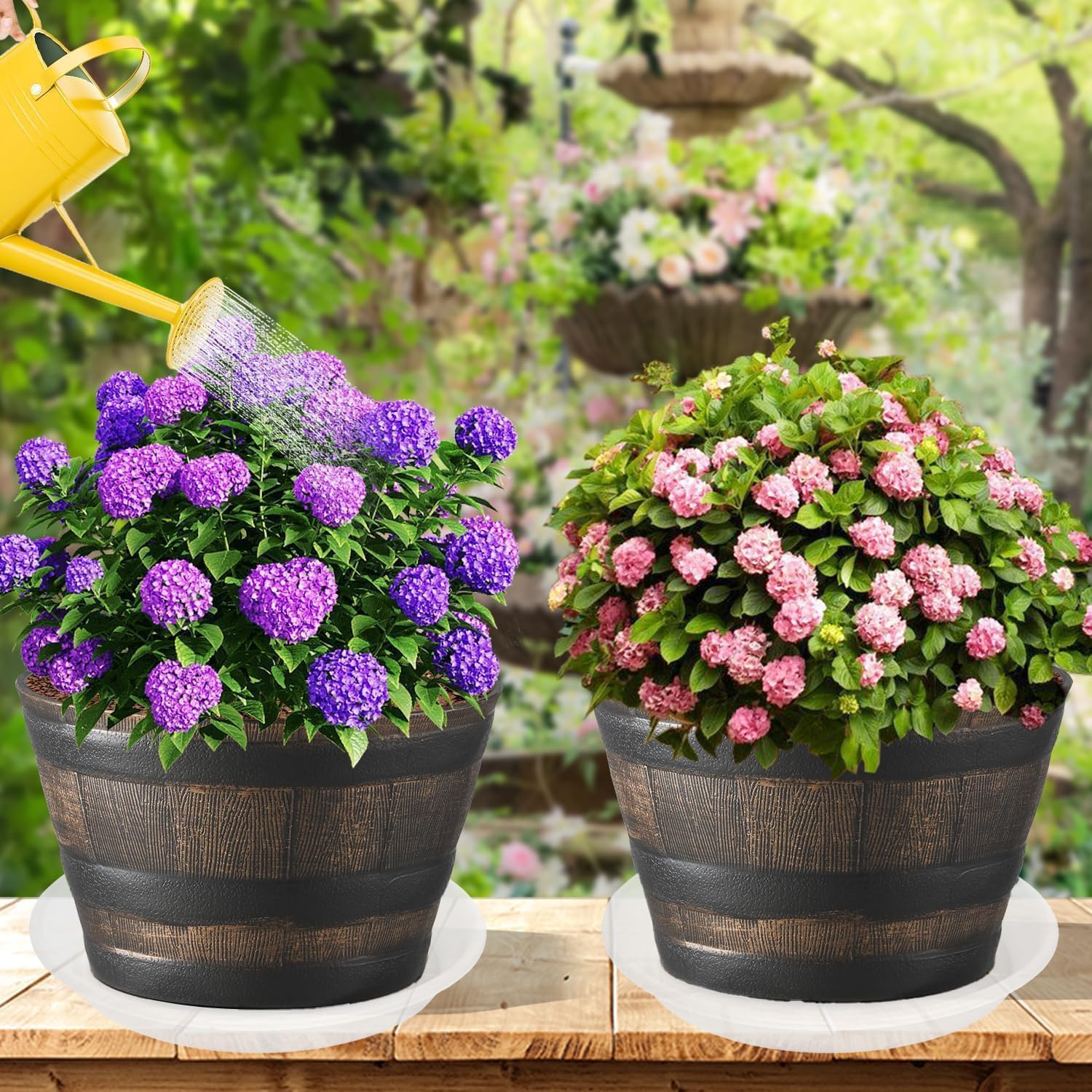 2 Pack of 14 inch Clear Plant Saucer, Plastic Plant Saucer 14 inch, Bird Bath Bowls, Heavy Duty Clear Plant Tray for Pots, Plant Saucers for Indoors Planter, Garden Water Plate 12"/13"/14"