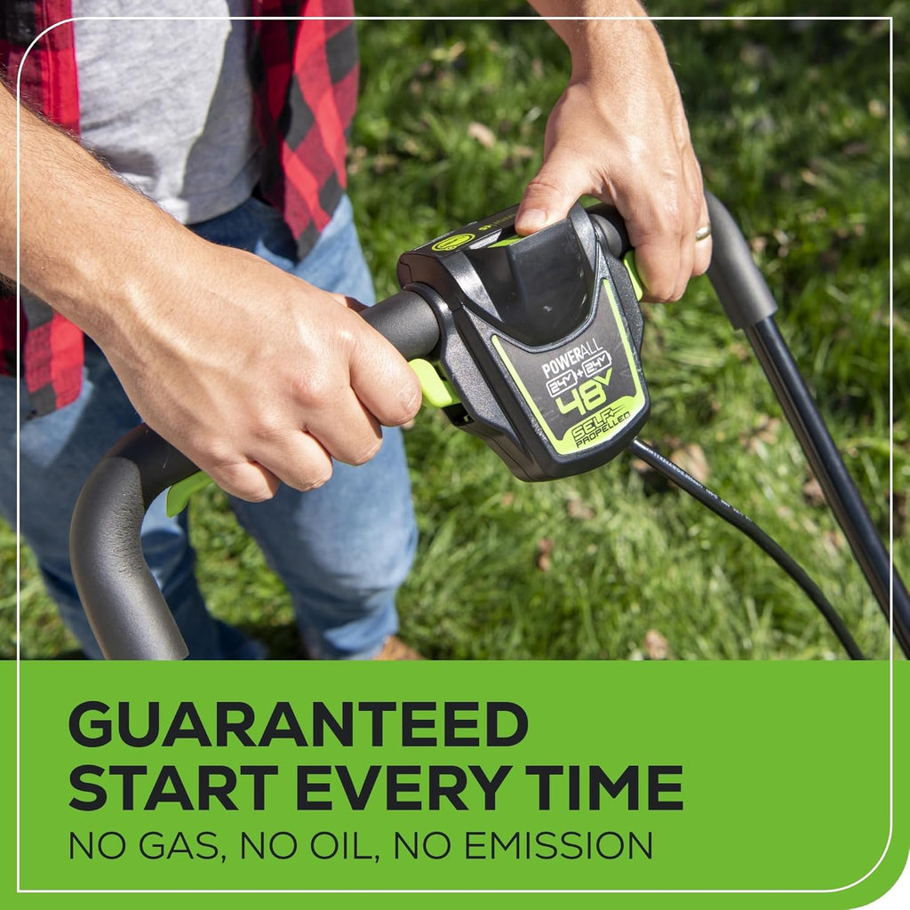 Greenworks 48V (2 x 24V) 20" Brushless Cordless (Push) Lawn Mower (LED Headlight), (2) 4.0Ah Batteries and Dual Port Rapid Charger Included (125+ Compatible Tools)