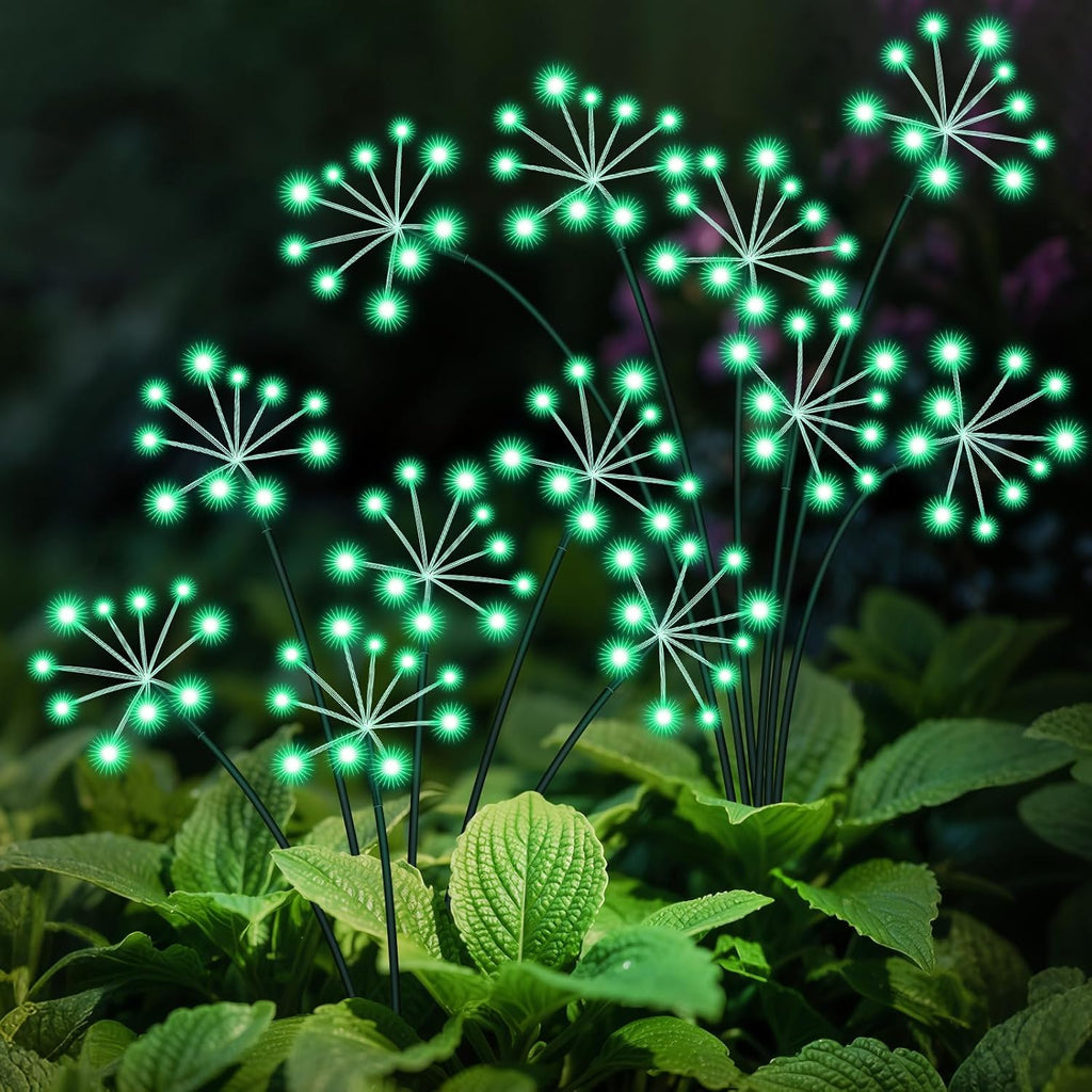 Solar Garden Lights 2 Pack Waterproof Swaying Starburst Light Solar Outdoor Lights for Yard Patio Walkway Pathway Party Wedding Decoration, Unique Gifts for Women, Green