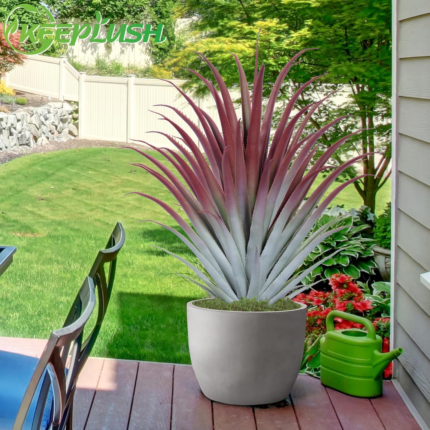 2ft Fake Spiked Agave Plant - Red Artificial Aloe Vera Plant 26 Inch - Tall Large Faux Floor Plants Perfect for Porch Door Step Home Office Patio Indoor Outdoor Decor (2 Pack)