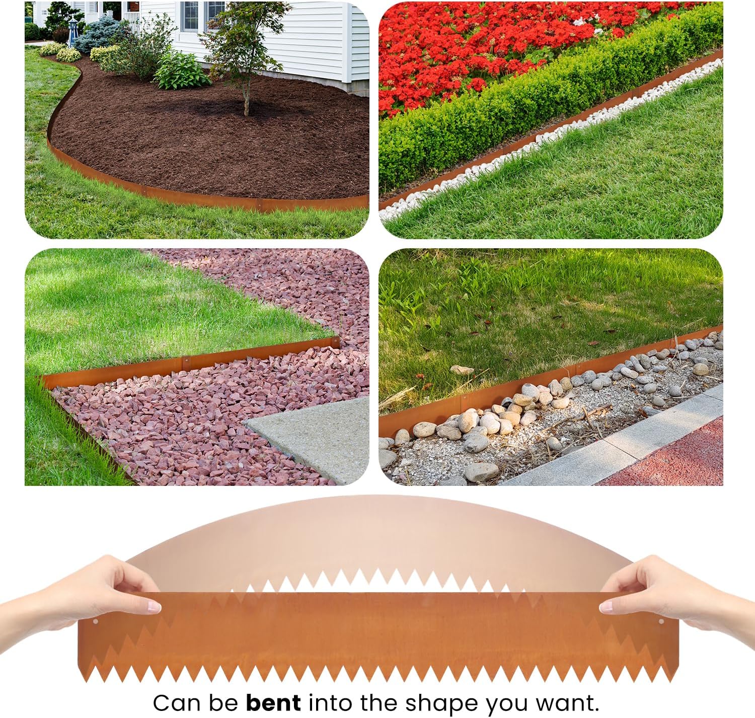 Corten Steel Landscape Edging Steel Landscaping Edging Metal Garden Edging Lawn Edge Border Rust Patina 40 Inch Strips 6 Inch Depth Hammer-in for Outdoor Yard Lawn Flower Plant 6 pcs
