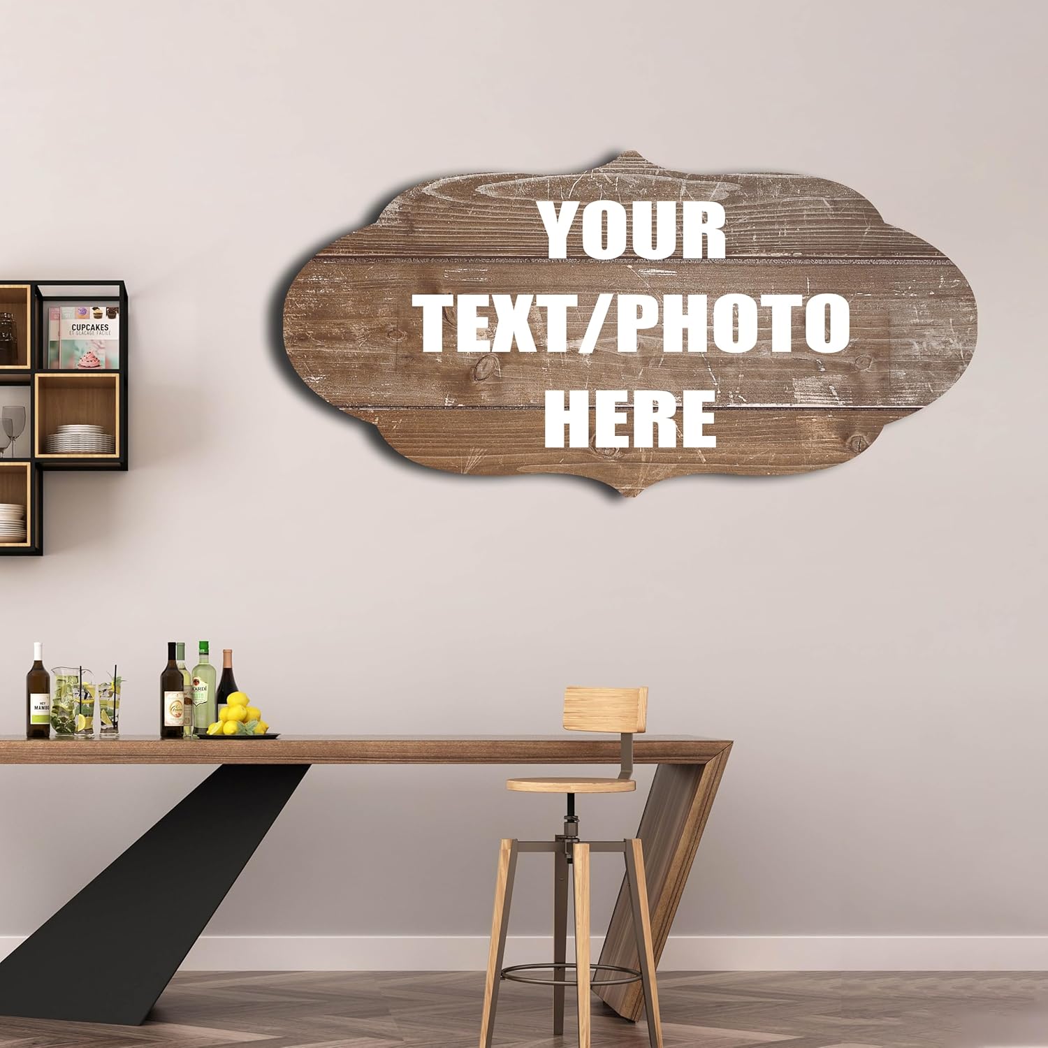 Custom Personalized Wood Text Signs, 3 Sizes, 30 Fonts, 9 Wood Colors, Custom Patterns - Blank Shaped Wood Signs, Farmhouse Decorative Wood Signs, Home, Kitchen, Rustic Wall Decor.