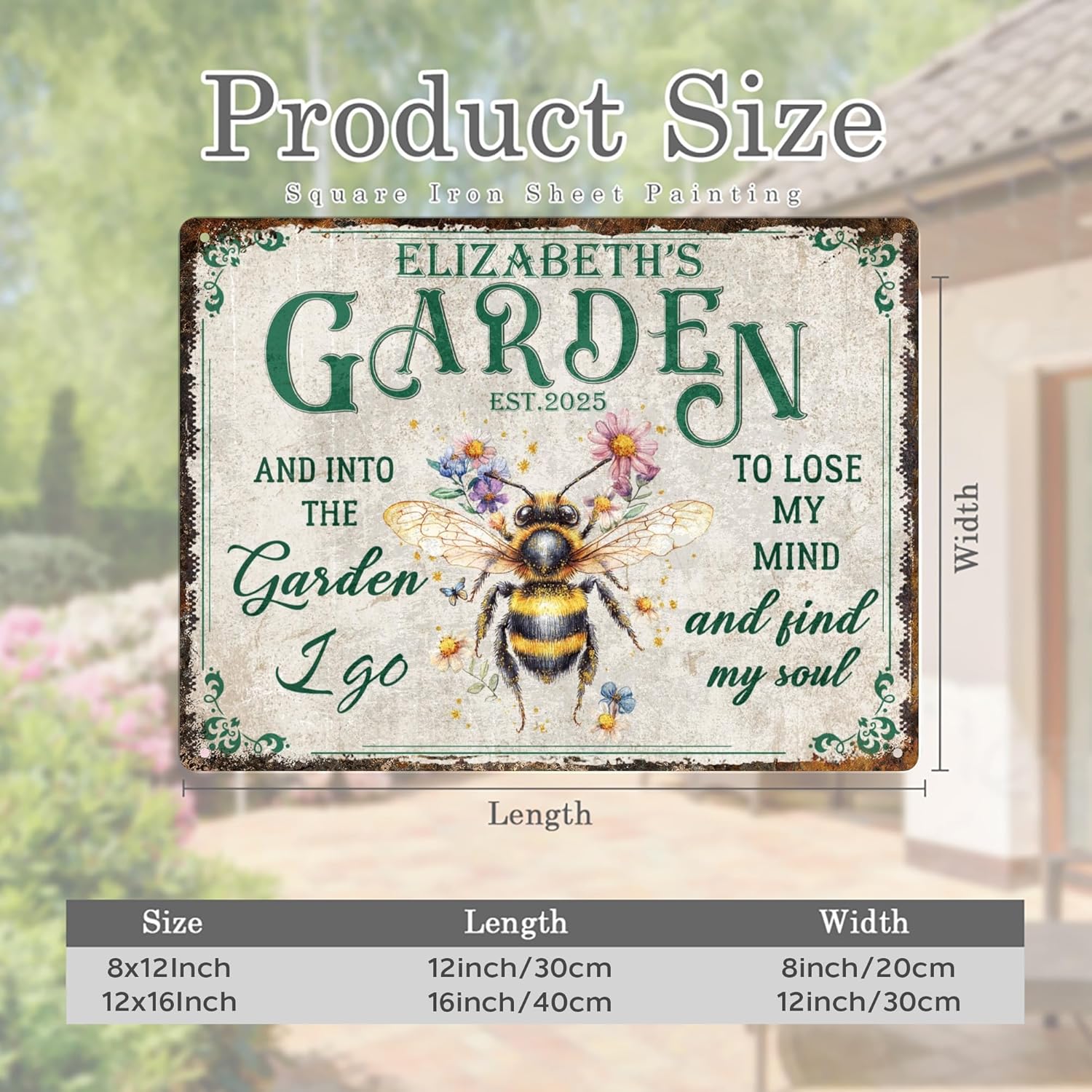 Custom Sign, Personalized Metal Signs, Customize for Office, Business, Workplace, Office, Home, Delivery Signs, Metal Sign With Your Own Image, Text,Photo, Pets, Kids Art Made in USA (Garden 01)