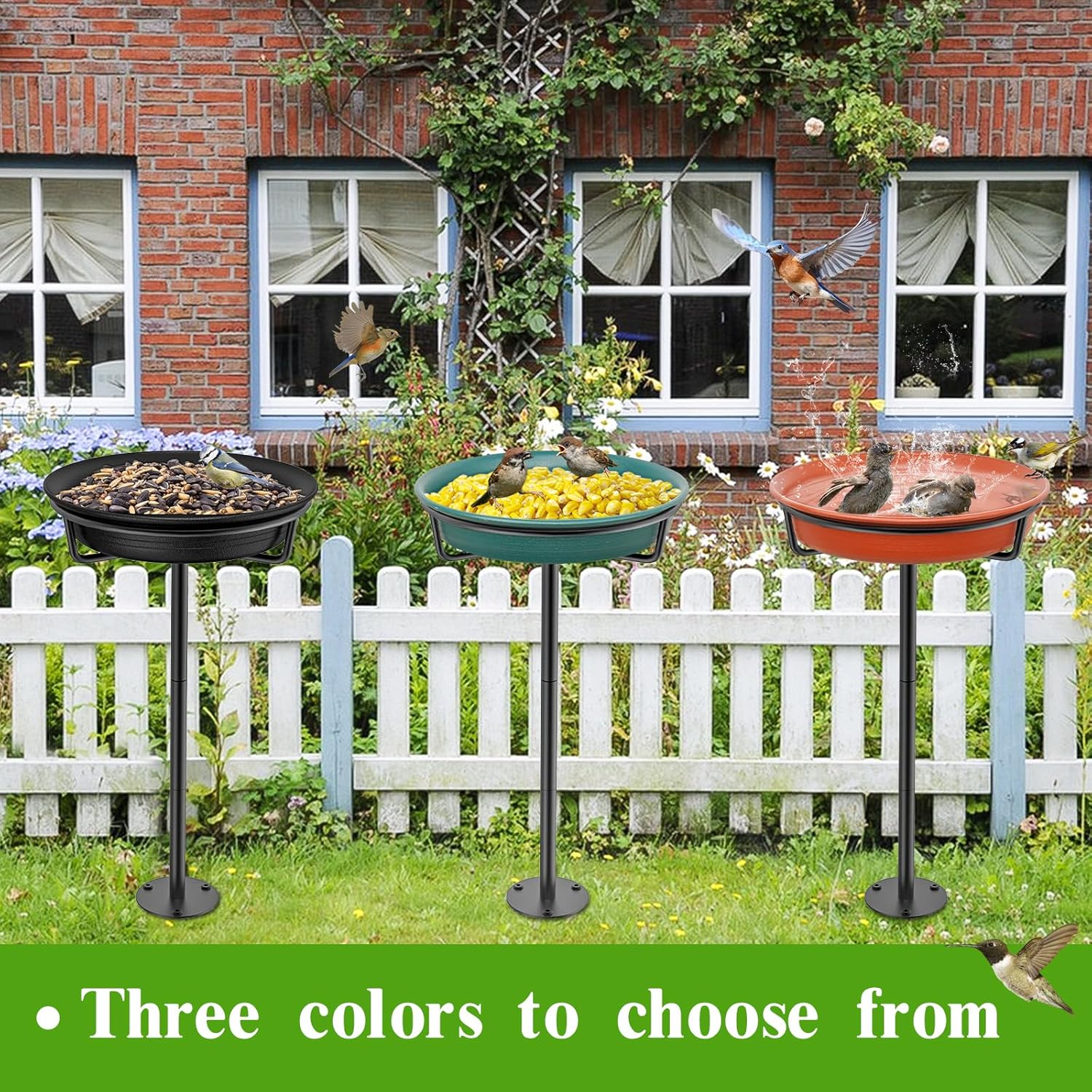 Bird Baths for Outdoors, Detachable Birdbaths for The Garden Clearance, Freestanding Bird Baths for Outdoors Heavy Duty, Bird Bath Bowl Spa & Birdfeeder with Metal Stake Stand (Brown)