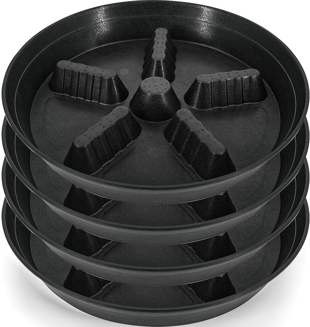 4 Pack Plant Saucer 14 inch, Plastic Plant Saucers for Indoors, Raised Middle Plant Trays for Pots, Water Tray for Plants, Plant Stand Water Catcher Tray, Pot Saucers for Plants