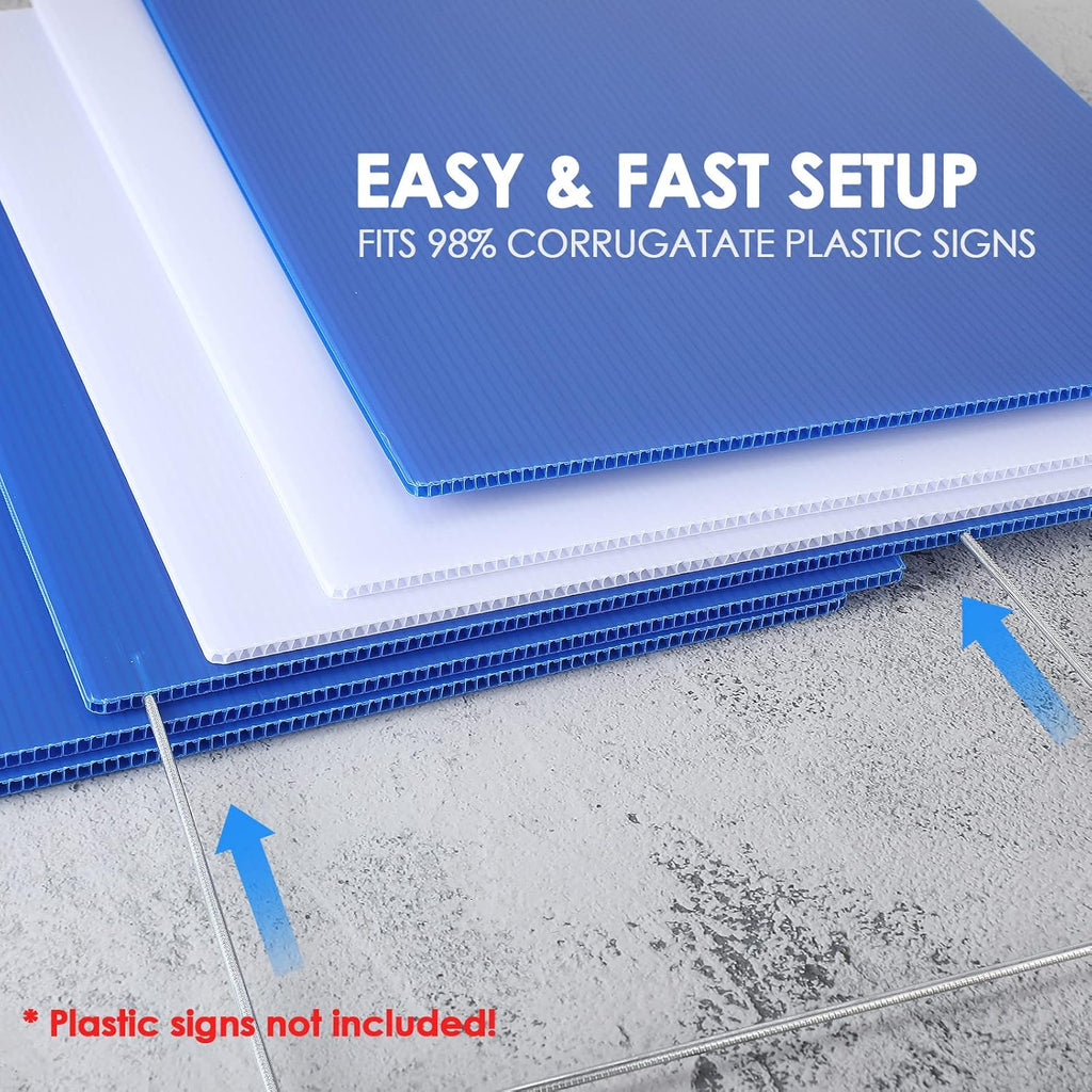 12 Pcs H Stakes for Yard Signs 30'' x 10'' Metal Heavy Duty H Frame Wire Stakes Weatherproof Metal Holder for 4mm 5mm Corrugated Signs Advertising Board Guidepost Yard Halloween Decor