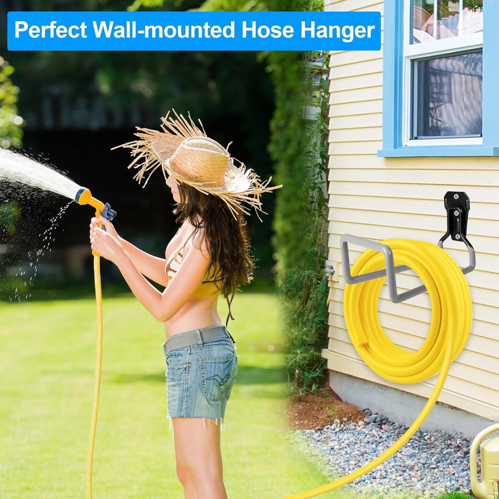 Garden Hose Holder - Metal Garden Hose Reel Wall Mounted Water Hose Holders for Outside, Heavy Duty Hose Hanger for Water Hose Storage