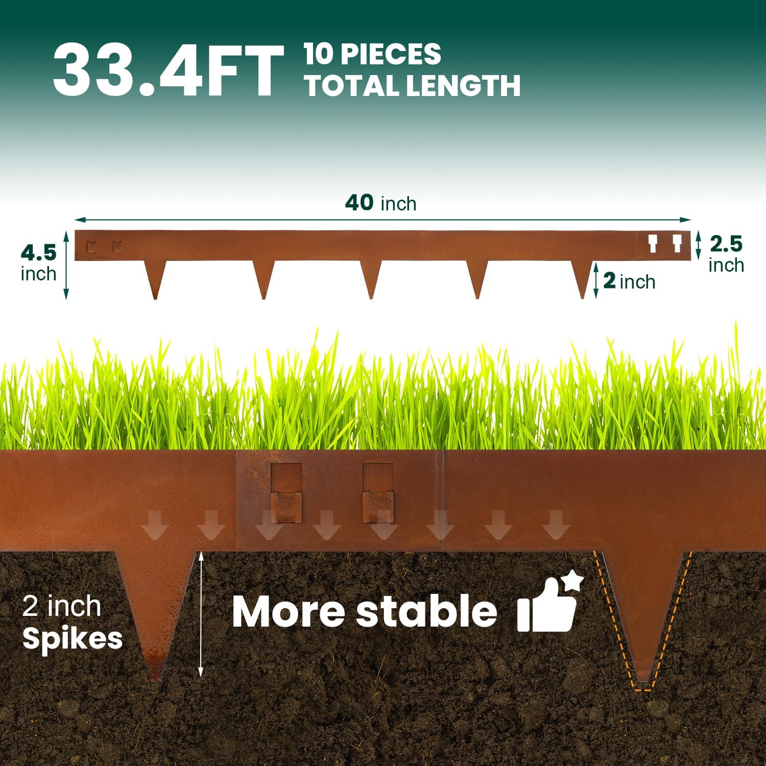 Corten Steel Landscape Edging 4.5 Inch Depth Steel Landscaping Edging 40 Inch Strips10 pcs Metal Garden Landscape Border Rusted Edge for Lawn Yard Outdoor Plant by GZGNEEVL