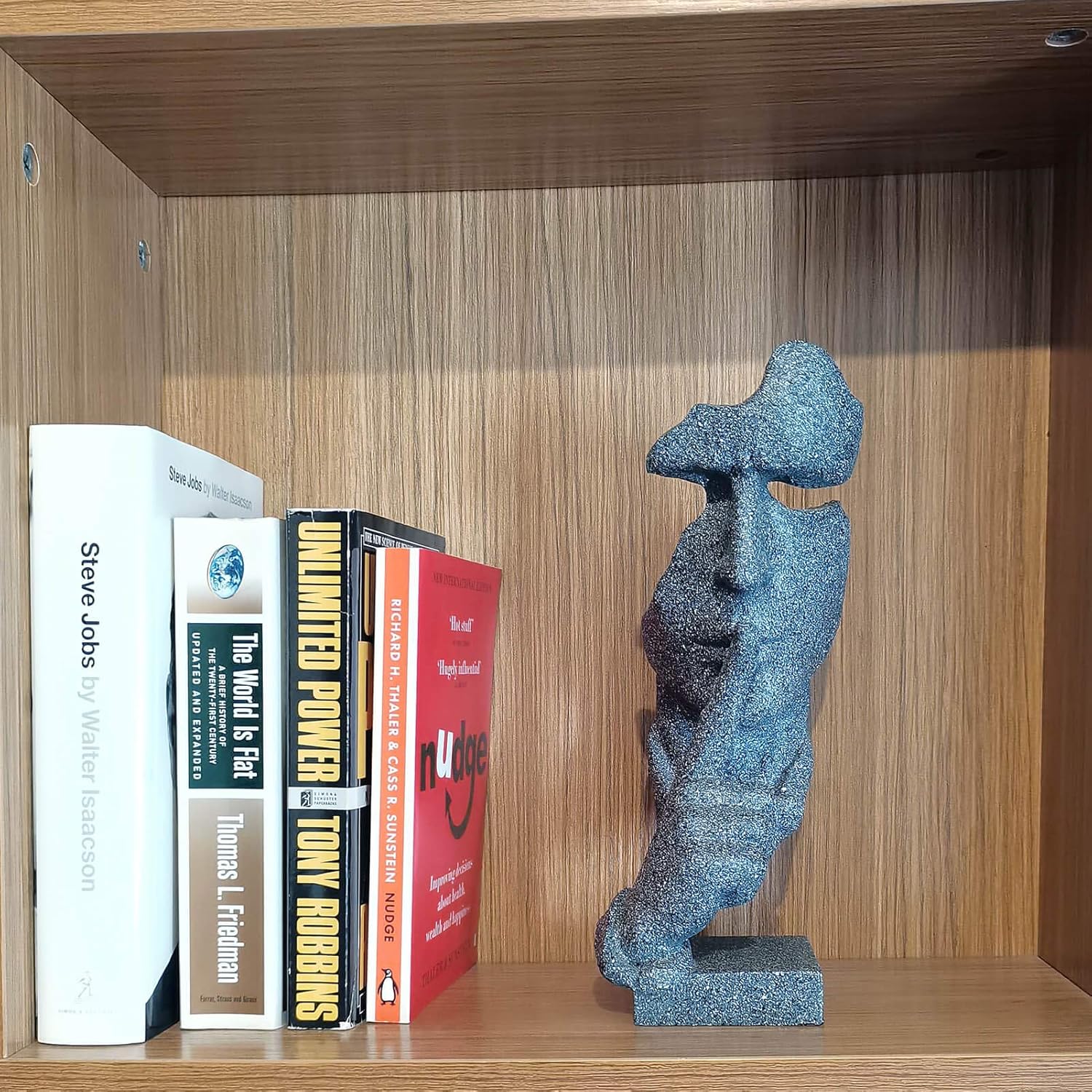 Thinker Statue Keep-Silence Office Décor - Silence is Gold Abstract Sculpture Keep Silent Men Figurine Creative Face Sculpture(Stone)