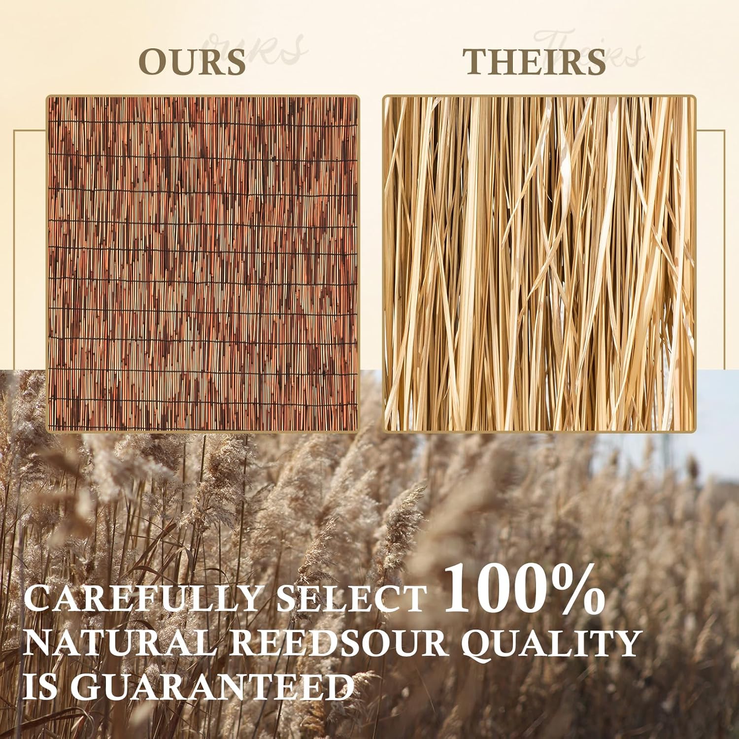 Brown 6FT X 16.4FT Reed Fencing Roll, Balcony Privacy Reed Shade Bamboo Fencing Garden Fence Border, Wind Block Sunshade Fence Screen for Outdoor Yard Patio Flower Bed Edge