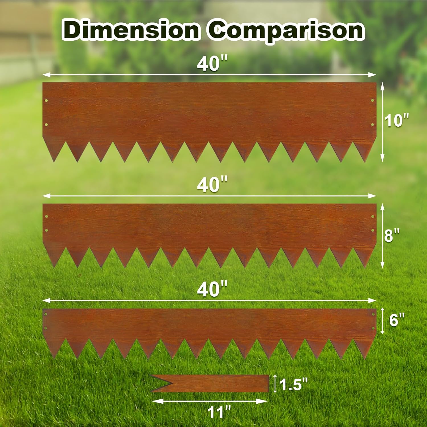 40" L X 8" H Corten Steel Landscape Edging,6 Pack Landscape Edging with 7 Clips and Gloves,Garden Edging Border for Lawn, Flower Bed, Yard (Rust-Colored)