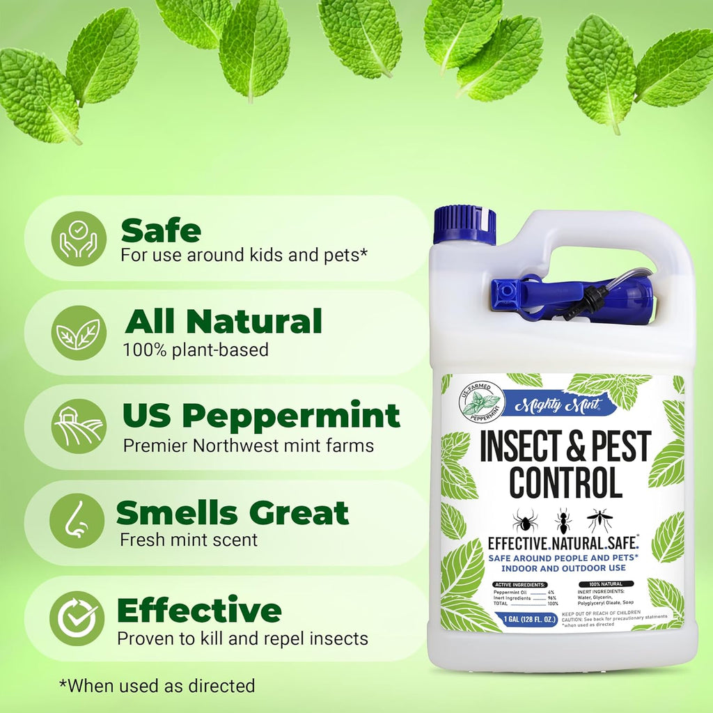 Mighty Mint Gallon (128 oz) Insect and Pest Repellent Peppermint Oil - Natural Spray for Spiders, Ants, and More