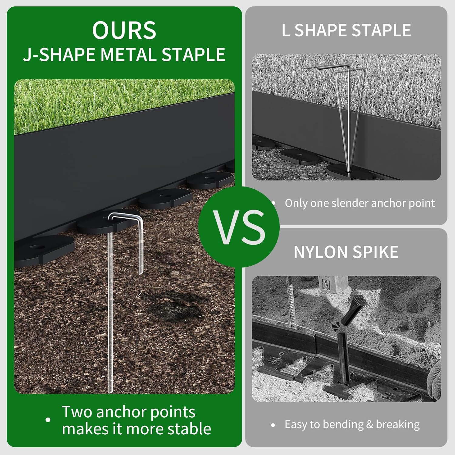 33FT Landscape Edging 2 in Tall with 45 Spikes, Garden Edging Border and 1 Hammer, Plastic Landscape Edging Border Lawn Edging for Landscaping, Flower Beds, Yard