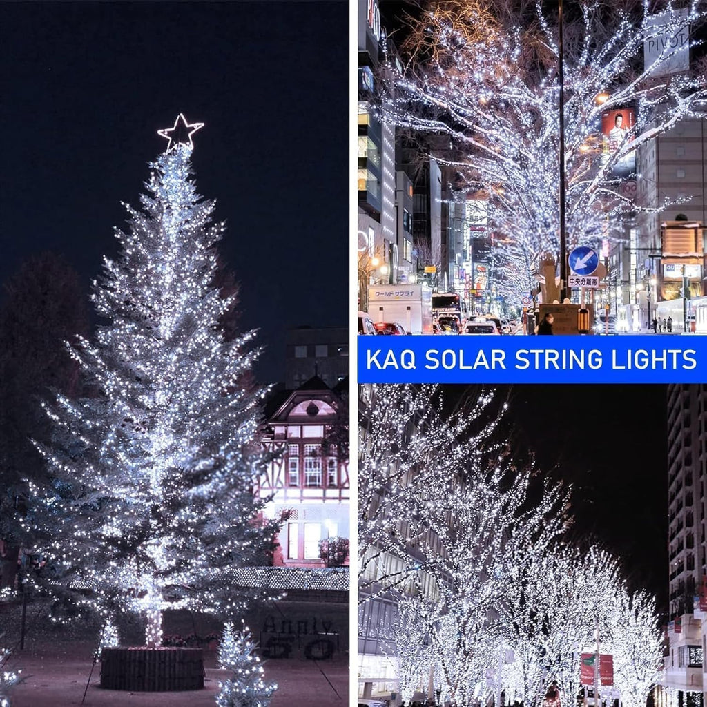 Solar String Lights Outdoor Waterproof 4PK 400LED 132FT Twinkle Lights Auto On/Off Solar Powered LED Fairy Light Green Wire with 8 Modes for Christmas Tree Party Wedding Garden Decoration (Cool White)