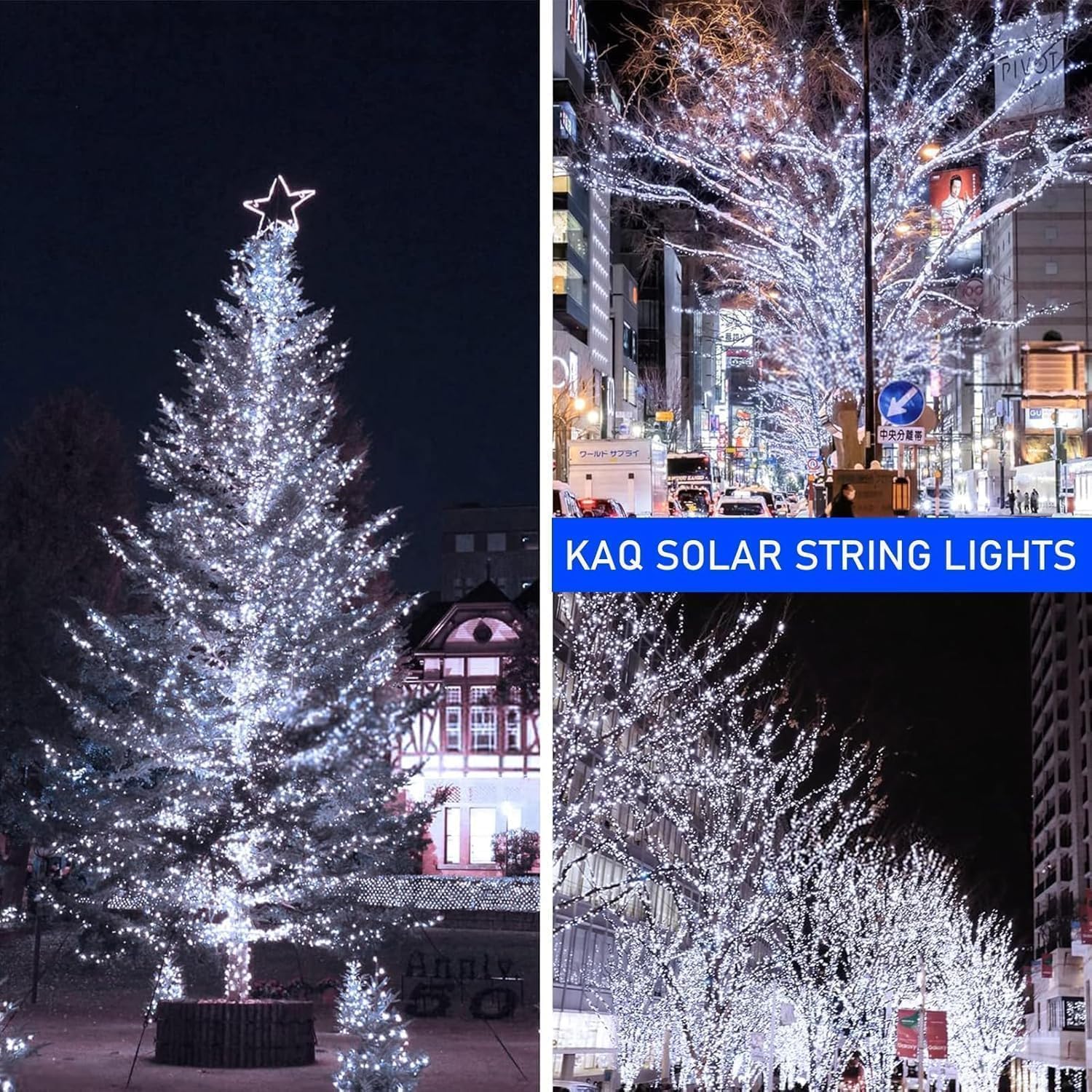 Solar String Lights Outdoor Waterproof 4PK 400LED 132FT Twinkle Lights Auto On/Off Solar Powered LED Fairy Light Green Wire with 8 Modes for Christmas Tree Party Wedding Garden Decoration (Cool White)