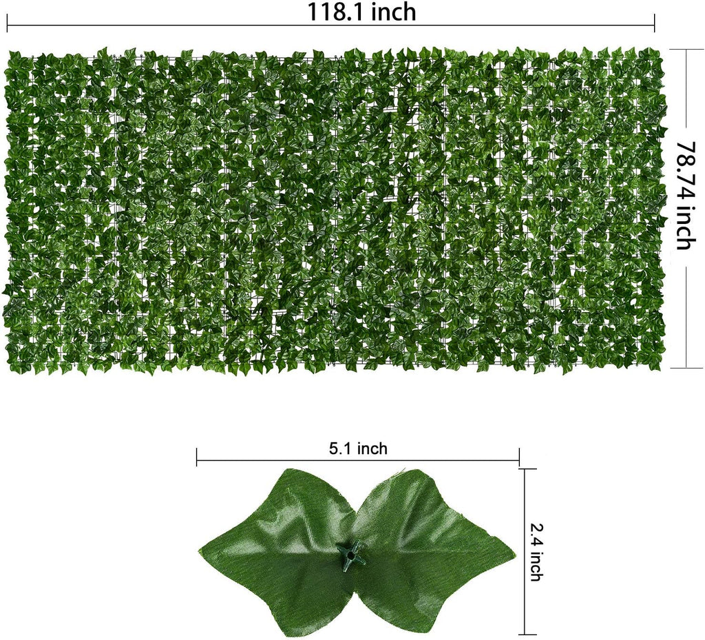 DearHouse Artificial Ivy Privacy Fence, 118x78.7in Artificial Hedges Fence and Faux Ivy Leaf Decoration for Outdoor Decor, Home, Garden Decor