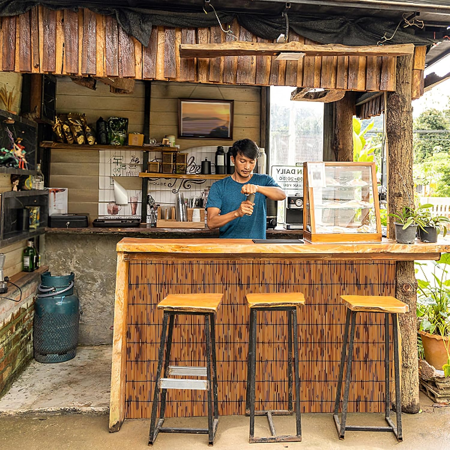 Natural Reed Fencing Rolls, Decorative Bamboo Fencing 4 ft High Roll Reed Screen Curtain, Natural Reed Bamboo Fencing for Outdoor Balcony Patio Garden Backyard (Light Russet), LWZLTH7