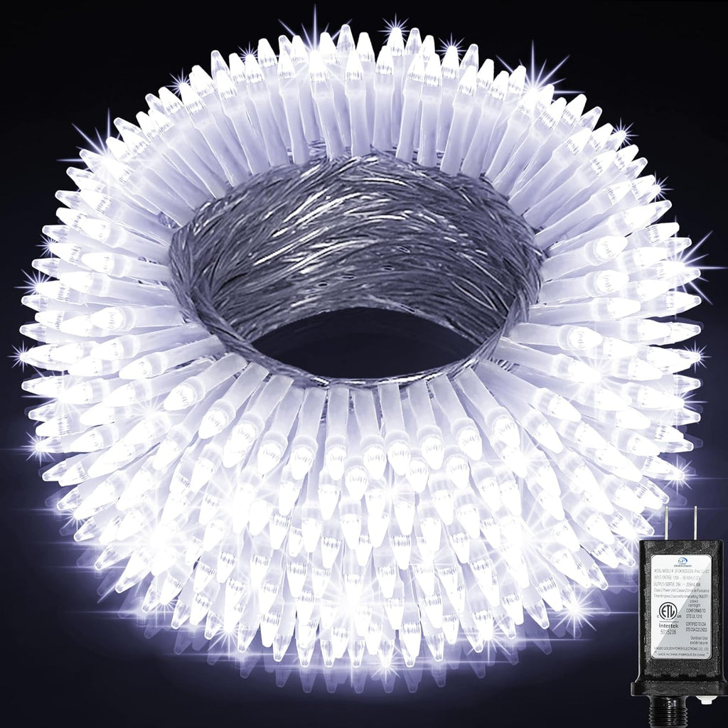 750LED Christmas Lights Outdoor Use, 240ft 12 Modes Cool White LED String Lights with Timer Dimmable, Waterproof Christmas Tree Lights for Xmas Patio Yard Fence Balcony Garden Decor Cool White