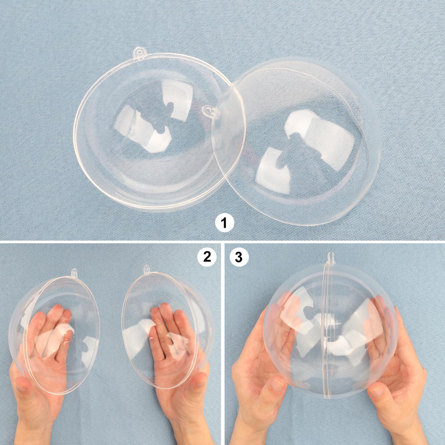 20 Pcs 5.5 Inch Clear Acrylic Fillable Balls, Christmas DIY Fillable Ornaments Balls, Acrylic Ornaments Ball for Christmas, Holidays, Weddings, Parties, and Home Decor