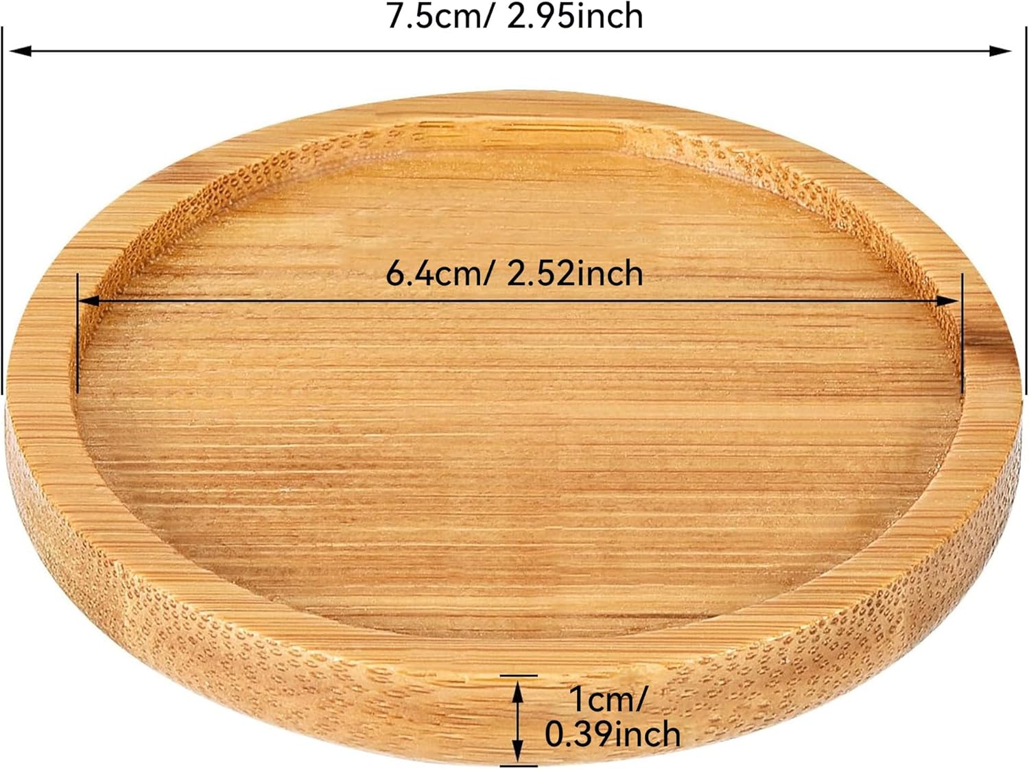 Frienda Trays 2.52 Inch Bamboo Round Plant Saucer for Most Plant Pot Flower Saucers Tray, Solution for Owl Pot with Hole(20 Pack)