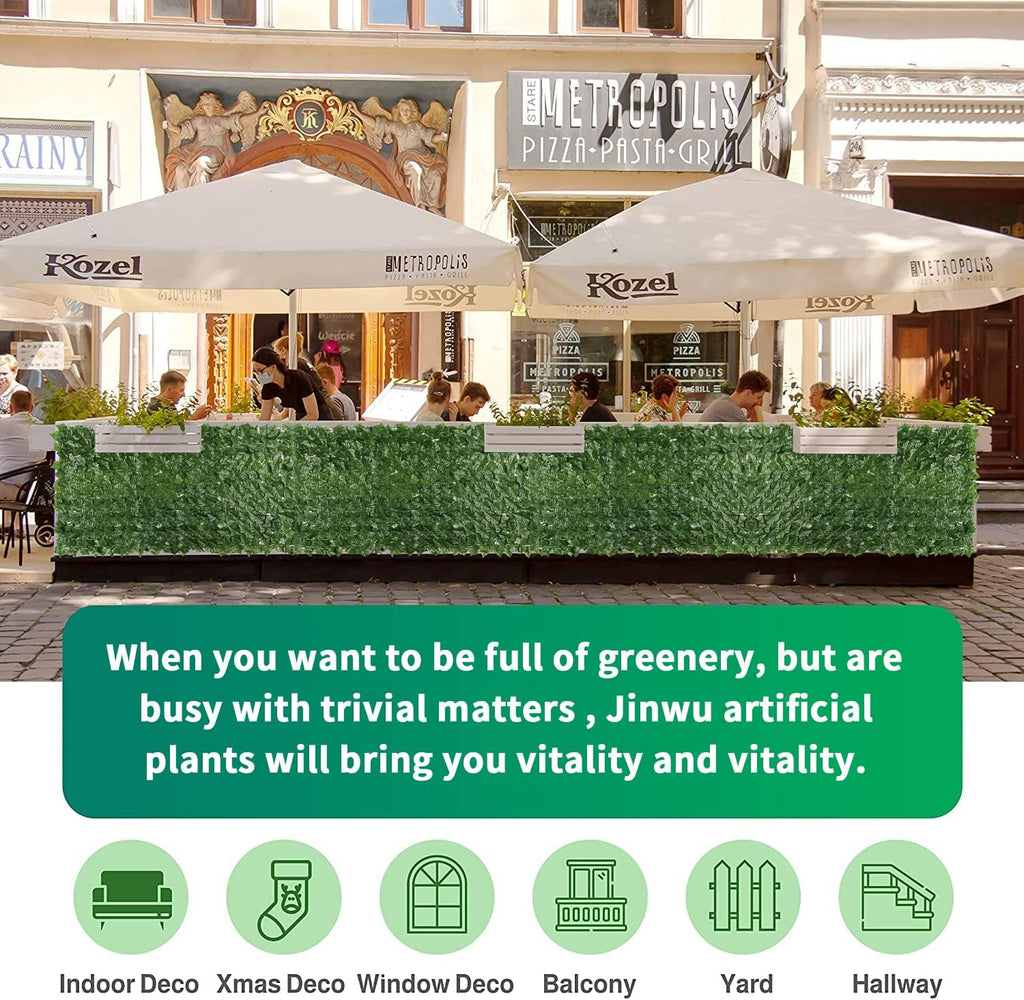 Jinwu Artificial Ivy Privacy Fence Screen, 39.4x354.3 inch Artificial Faux Ivy Hedge, Expandable Faux Privacy Fence with 80 pcs Zip Ties Decoration for Wall Screen, Outdoor Garden, Wedding Decor