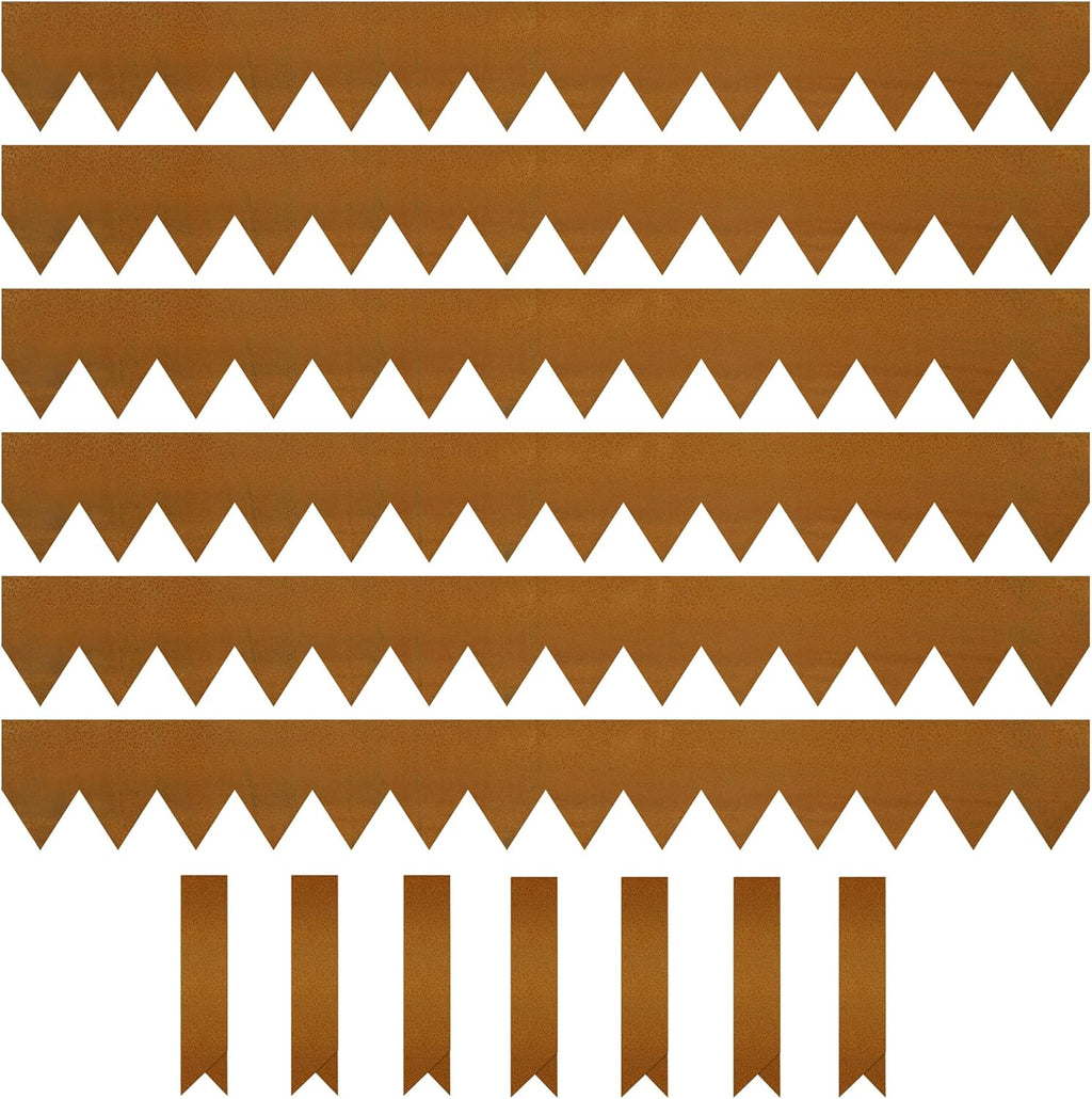KOL Corten Steel Pre-Rusted Garden Lawn Edging - 6-Pack Metal Landscape Edging Strips - Heavy Duty Hammer-in Cor-Ten Steel Rust Border with 7 Clips - 14-Gauge - 40" L x 5.5" H (20FT Total Length)