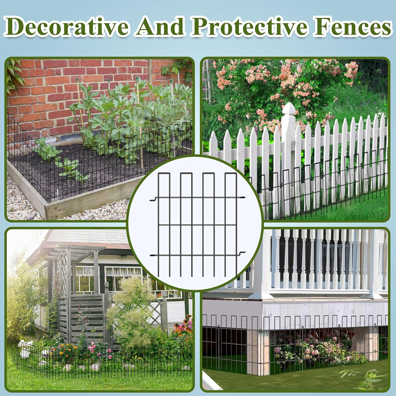 Animal Barrier Fence, 25 Panels Garden Fence Animal Barrier, 27 ft(L)×17 in(H), No Dig Fences for Dogs and Rabbits, Rustproof Metal Garden Fencing, Under Fences Border Barrier for Outdoor, Yard, Patio