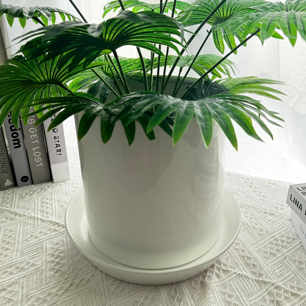 Plant Saucers 12 Inch (12.7 Inch) Plant Trays, Durable Round Glazed Ceramic Flower Plant Water Drip Tray for Pots Planter