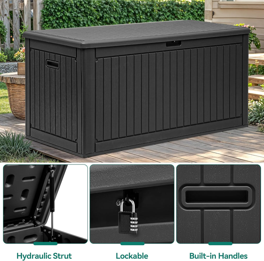 YITAHOME 260 Gallon Double-Wall Deck Box with Divider & Side Handles, Outdoor Large Storage for Patio Furniture Cushions, Garden Pool Accessories, Water Resistant & Lockable