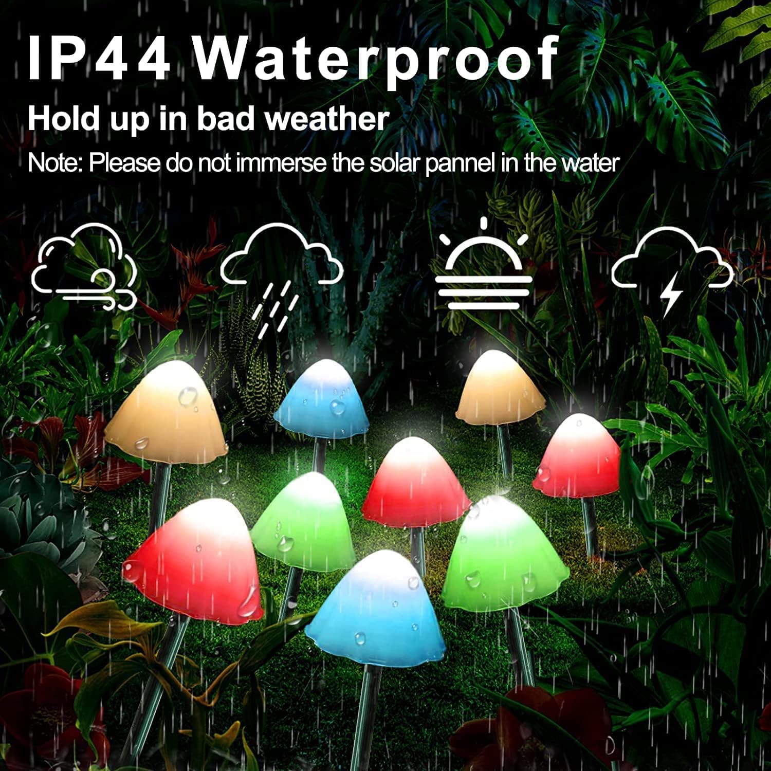 Outdoor Solar Garden Lights, Set of 12 Mini Solar Mushroom Light Outdoor Waterproof Cute Mushroom Shaped Pathway Landscape Lights for Yard Patio Garden Party Wedding Festival Decoration （Multicolor
