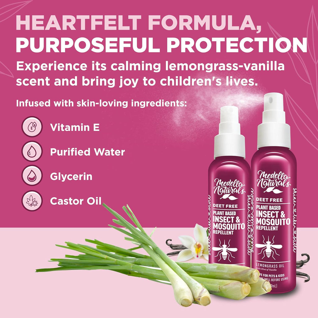 Shine Like Sable Deet-Free Insect & Mosquito Repellent 2 Pack 8oz – Kid & Pet-Safe, Pleasant Insect Repellent w/Lemongrass Oil - Insect Repellent Against Mosquitoes, Gnats, Black Flies, & No-See-ums