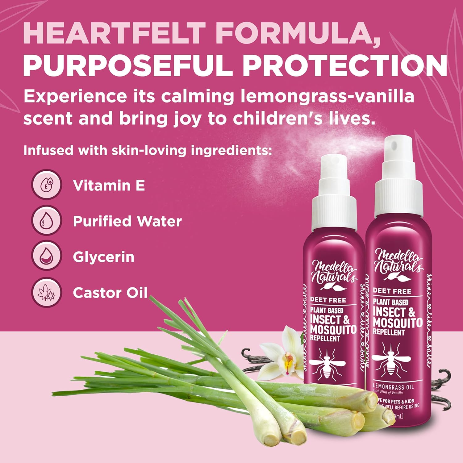 Shine Like Sable Deet-Free Insect & Mosquito Repellent 2 Pack 8oz – Kid & Pet-Safe, Pleasant Insect Repellent w/Lemongrass Oil - Insect Repellent Against Mosquitoes, Gnats, Black Flies, & No-See-ums