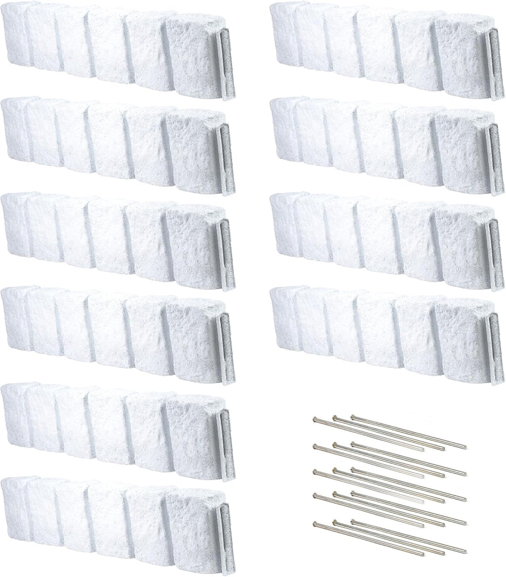 Beuta Landscape Edging | Garden Edging Border | Faux Stone Block XL for Lawn Edging, Flower Beds & Yard Edging – 10 Pack | Each Section Has 6 Blocks 48" L x 4" W x 9.5" H | 30 Spikes | Limewash