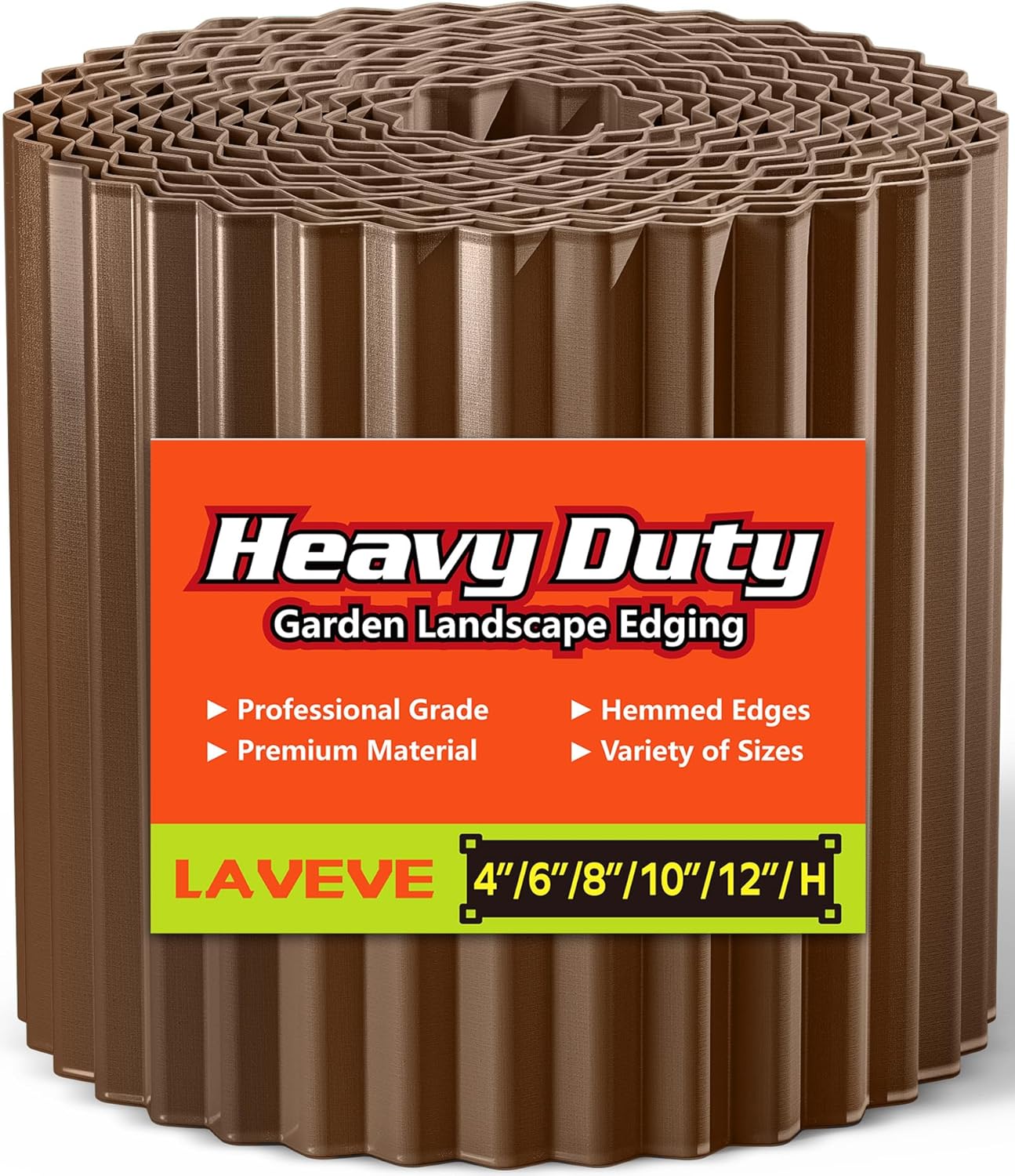 LAVEVE Corrugated Metal Garden Edging 6" x 40Ft, Landscape Edging Border for Lawn, Flower Bed, Garden Fence, Paver Edging (Coffee)
