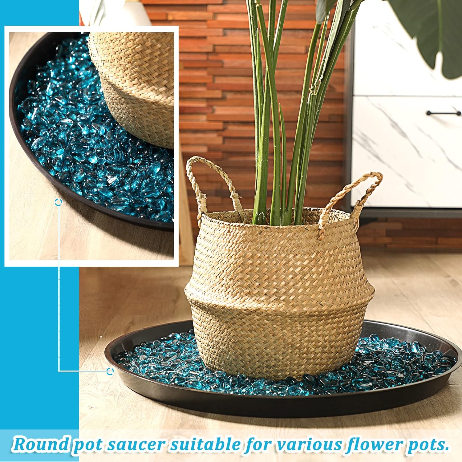 Eccliy 6 Pack Plastic Plant Saucer Heavy Duty Planter Saucers Large Plant Pot Saucers Plastic Water Trays for Indoors and Outdoors Flower Plant Plant Drip (Black,25 Inch)