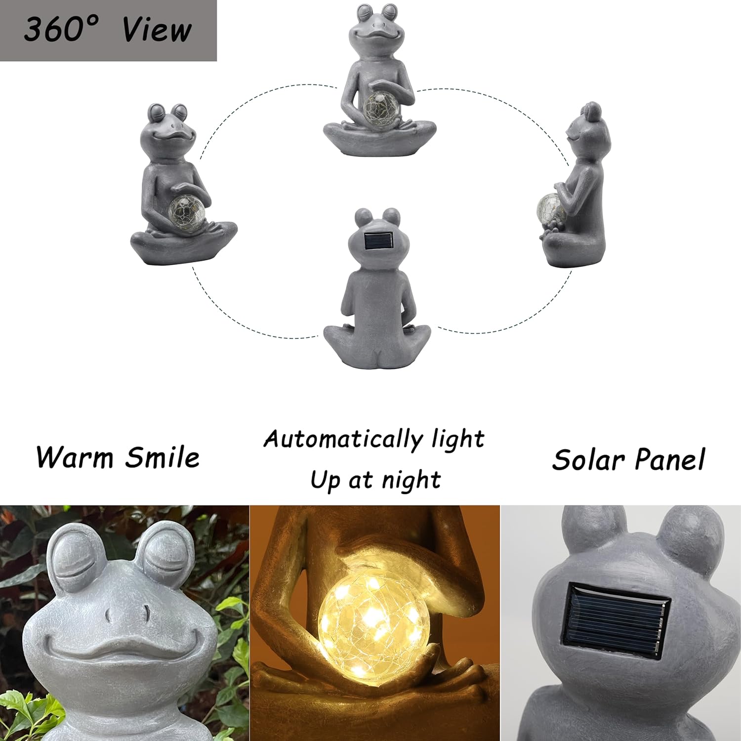 Solar Frog Garden Figurines Solar Lights Yoga Frog Statue for Outdoor Garden Patio Yard Frog Decor Gifts for Women Grandma Mother's Day Birthday Gifts