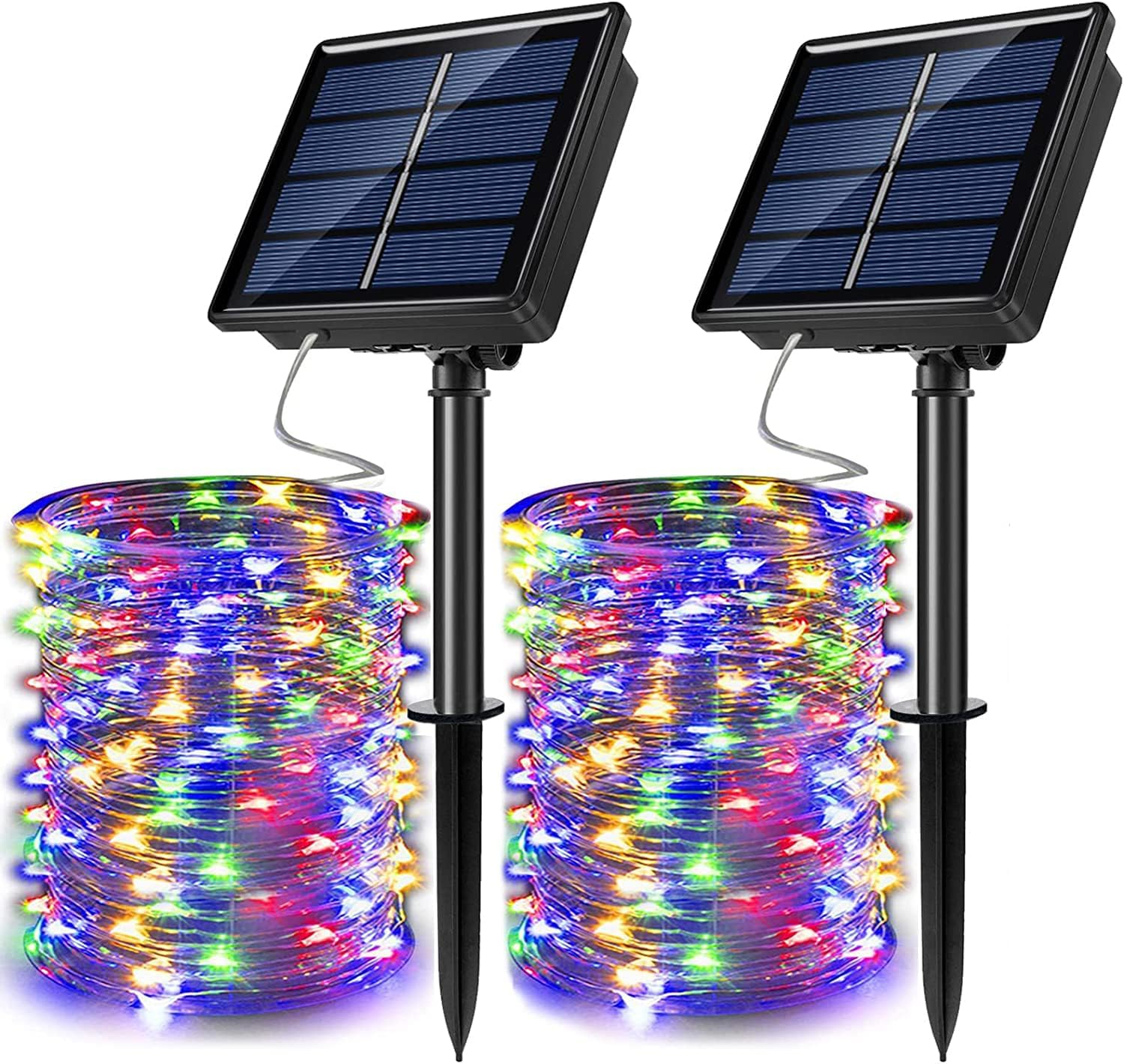 2 Pack Solar Powered Fairy String Lights Outdoor Waterproof 8 Modes Twinkle Christmas Decorations Lights, Each 33ft-100LED, 40ft-120LED, 66ft-200LED, 80ft-240LED, (Multicolor, 33)