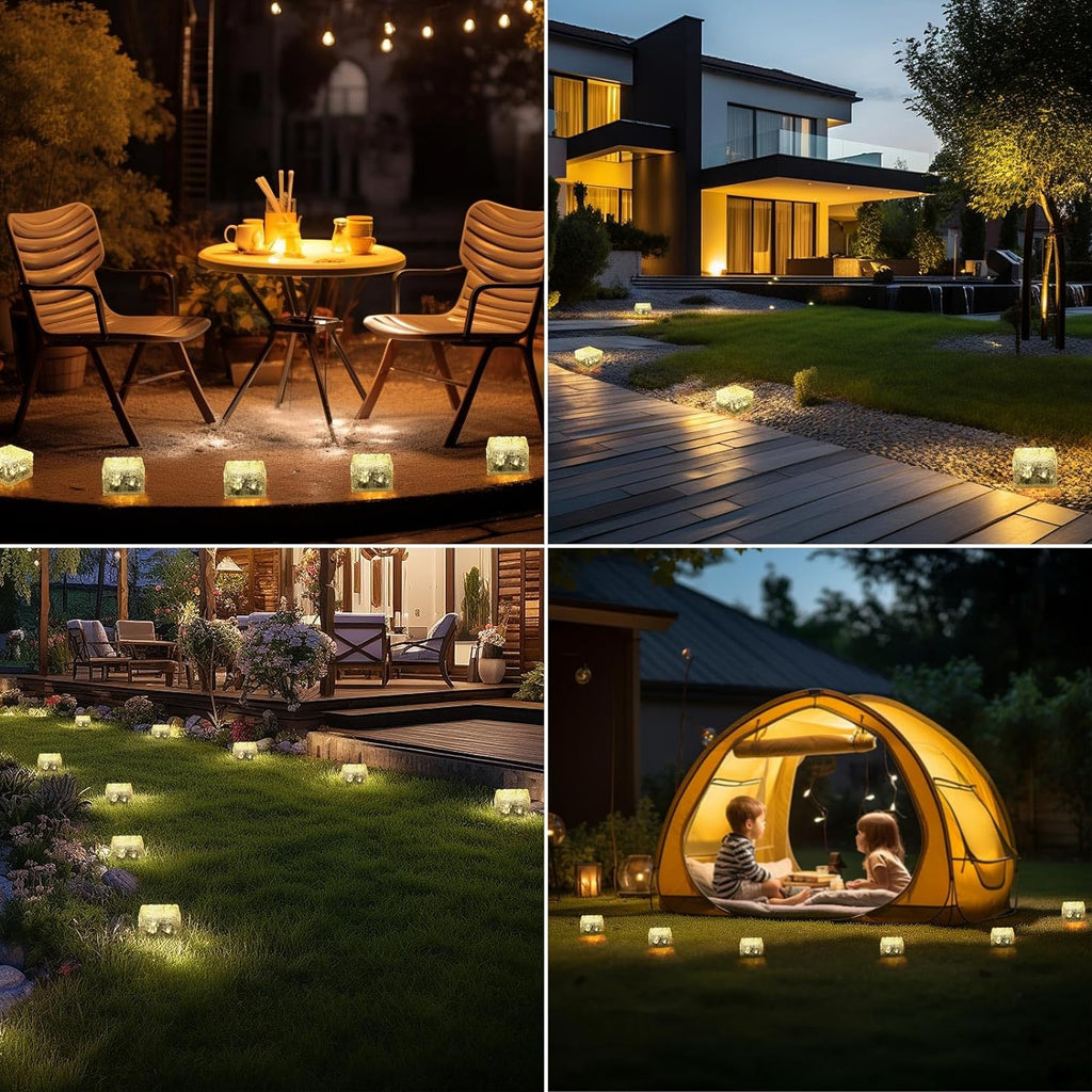 Solar Brick Lights-Outdoor Solar Lights for Yard-Solar Brick Landscape Path Light 6 Pack LED Light Brick Garden Decor for Pathway Patio Walkway Backyard Decoration