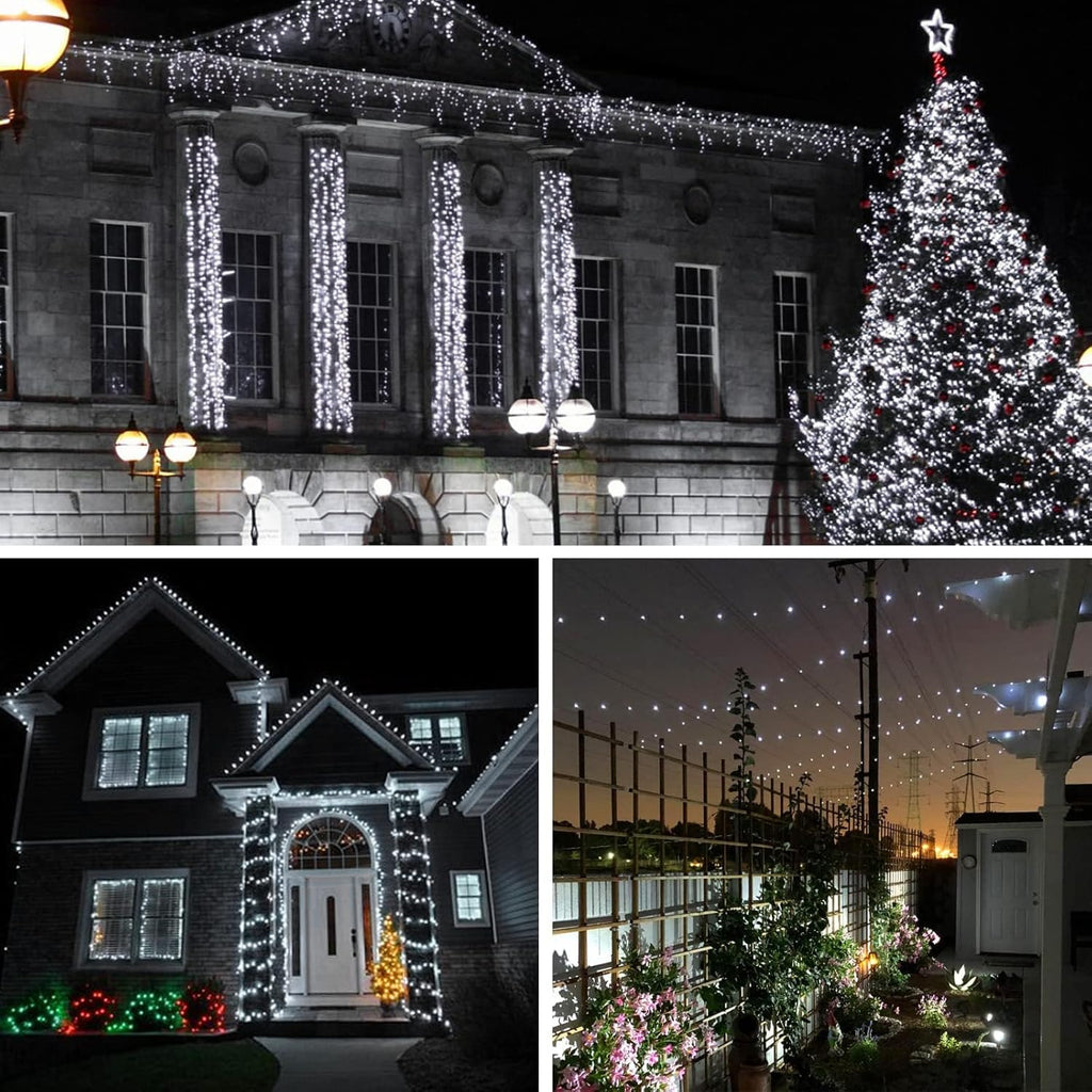 6 Pack Solar String Lights Outdoor, Extra-Long 600LED Fairy Lights Outdoor Waterproof, Solar Twinkle Light Silver Wire 8 Modes Fairy Light for Xmas Tree Party Wedding (Cool White)