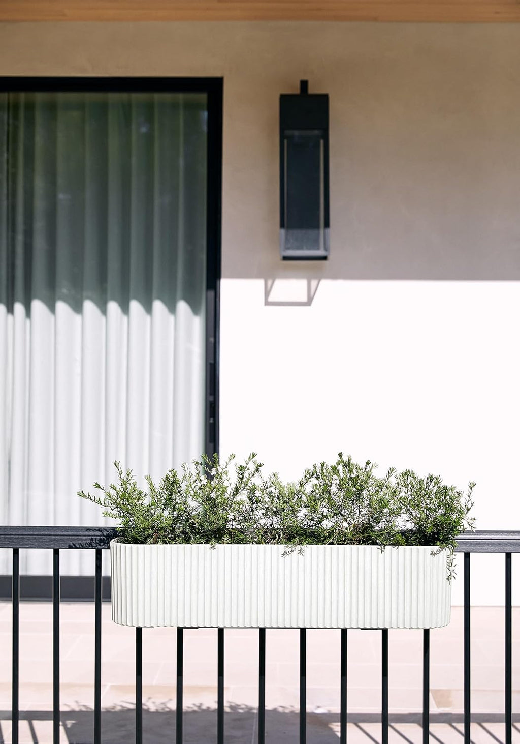 Veradek Demi Series Railing Planter - Hanging Planter Box for Windowsill/Balcony | Plastic-Stone Composite w/Railing Bracket | Modern Décor for Flowers