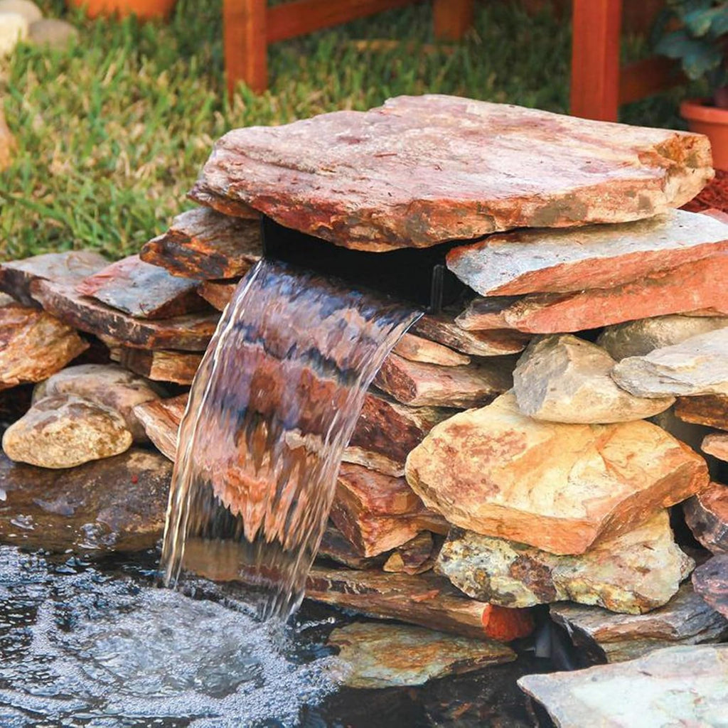 Biling 8" Pond Waterfall for Outdoor Ponds, Waterfall Spillway Pond Kit with 40W 660GPH Pump, Stainless Steel Waterfall Box and 9.8FT Corrugated Tubing for Water Garden, Ponds and Water Features