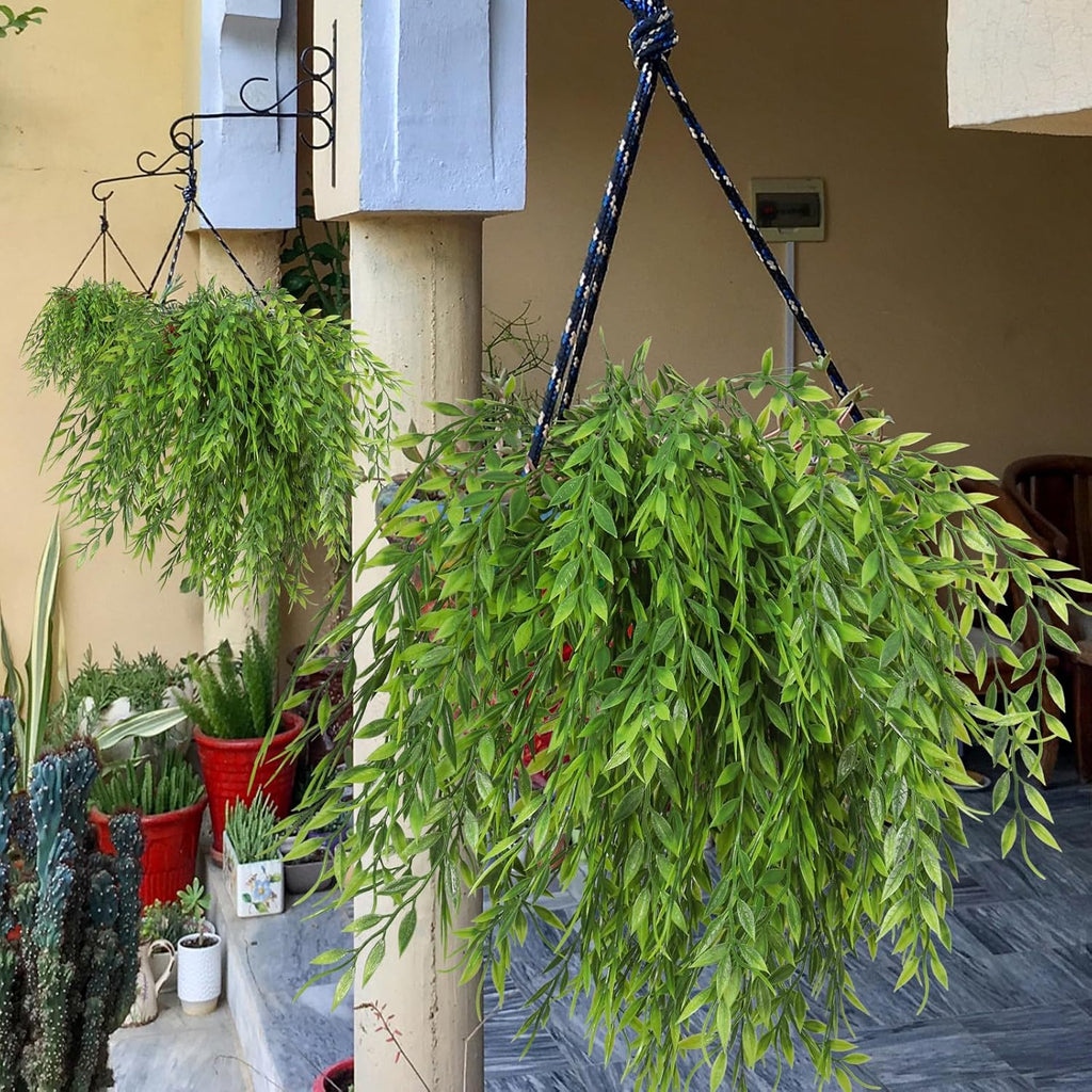 RECUTMS Artificial Weeping Willow 6Pcs,Plastic Leaves Twig Plants Greenery Fake Hanging Ivy Garland UV Resistant for Indoor Outdoor Home Garden Wall Baskets Wedding Party Table Planter Filler Decor