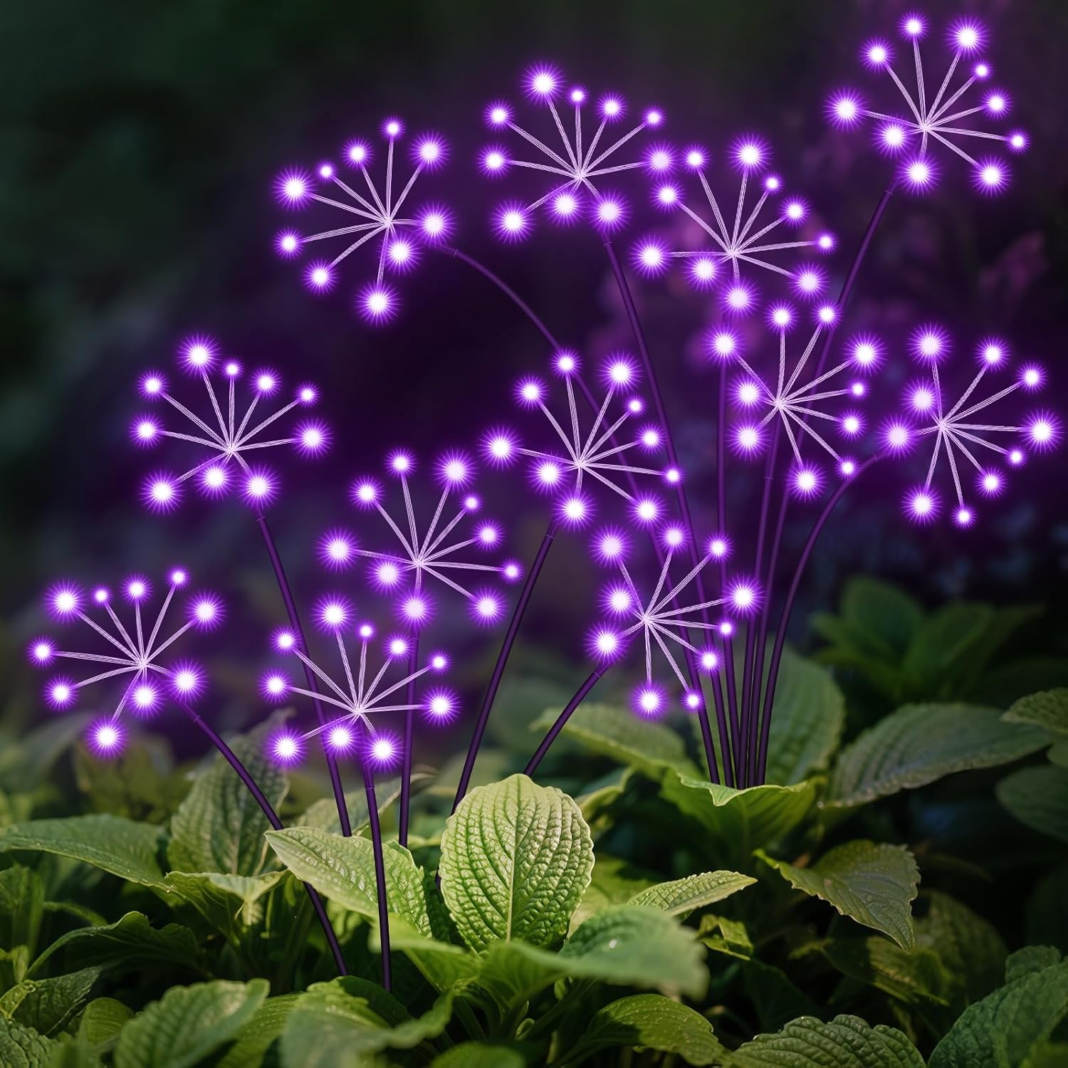 Solar Garden Lights 2 Pack Waterproof Swaying Starburst Light Solar Outdoor Lights for Yard Patio Walkway Pathway Party Wedding Decoration, Unique Gifts for Women, Purple