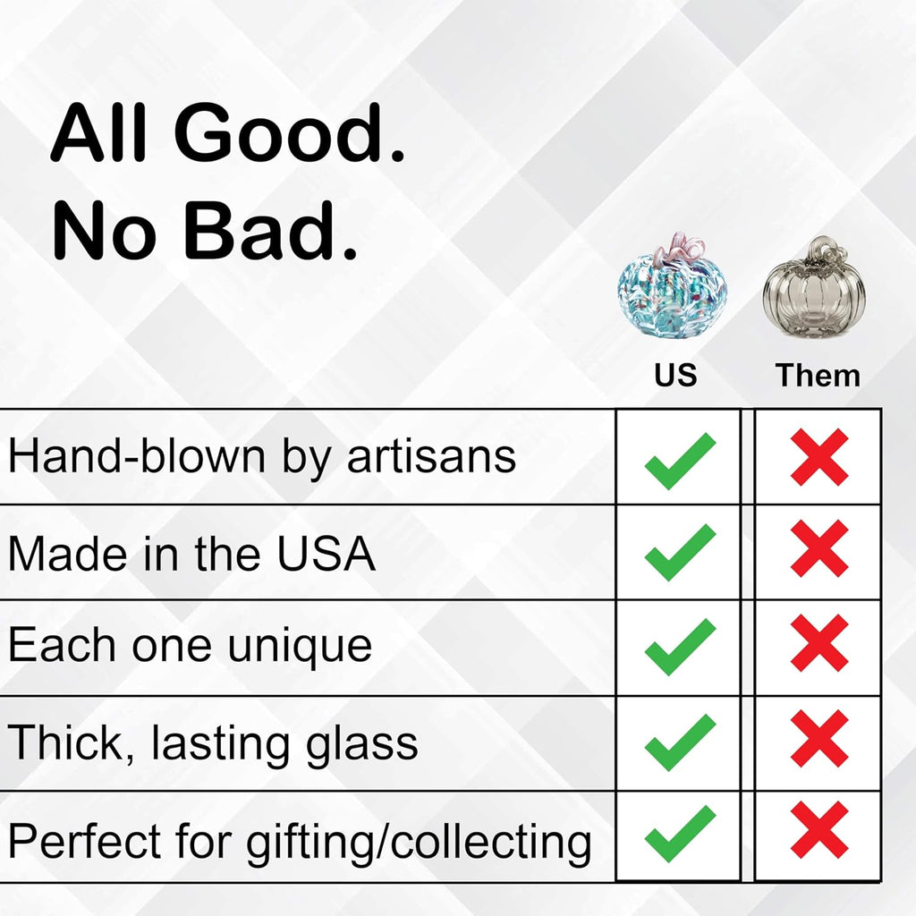 Luke Adams Glass | Handmade Glass Pumpkins | Handmade Table Top Home Decor (Squat, Jewel)