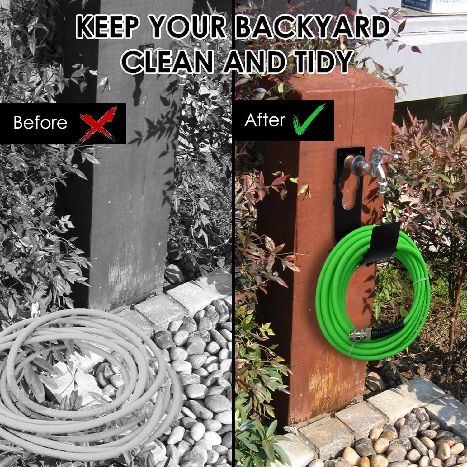 3Pcs Garden Hose Hanger Hook Carbon Steel Expandable Hose Holder Rack Wall Mounted Metal Faucet Hanger Hook for Garage Storage