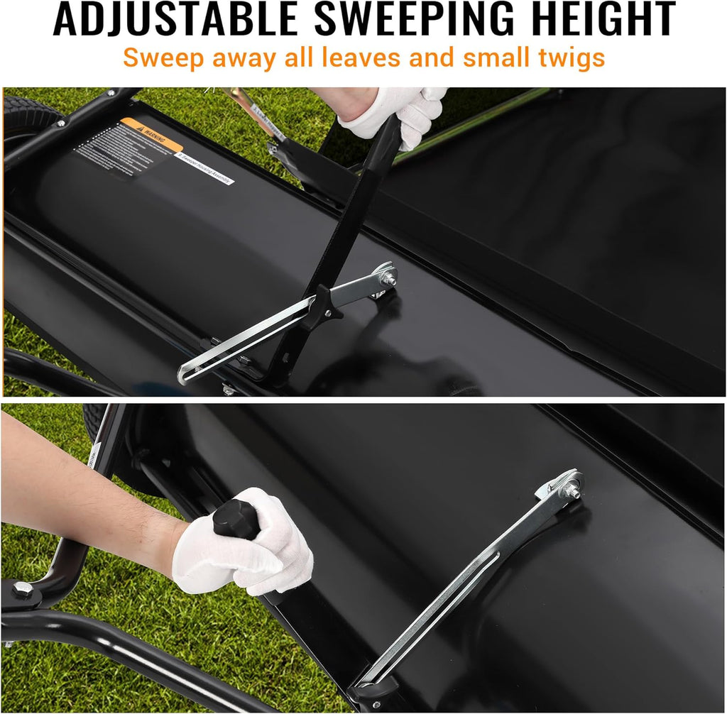 GAOMON 48'' Tow Behind Lawn Sweeper,Pull Behind Lawn Sweeper,with 26 Cu. Ft. Large Capacity Leaf Collector,Adjustable Sweeping Height for Yard, Lawn, Farm