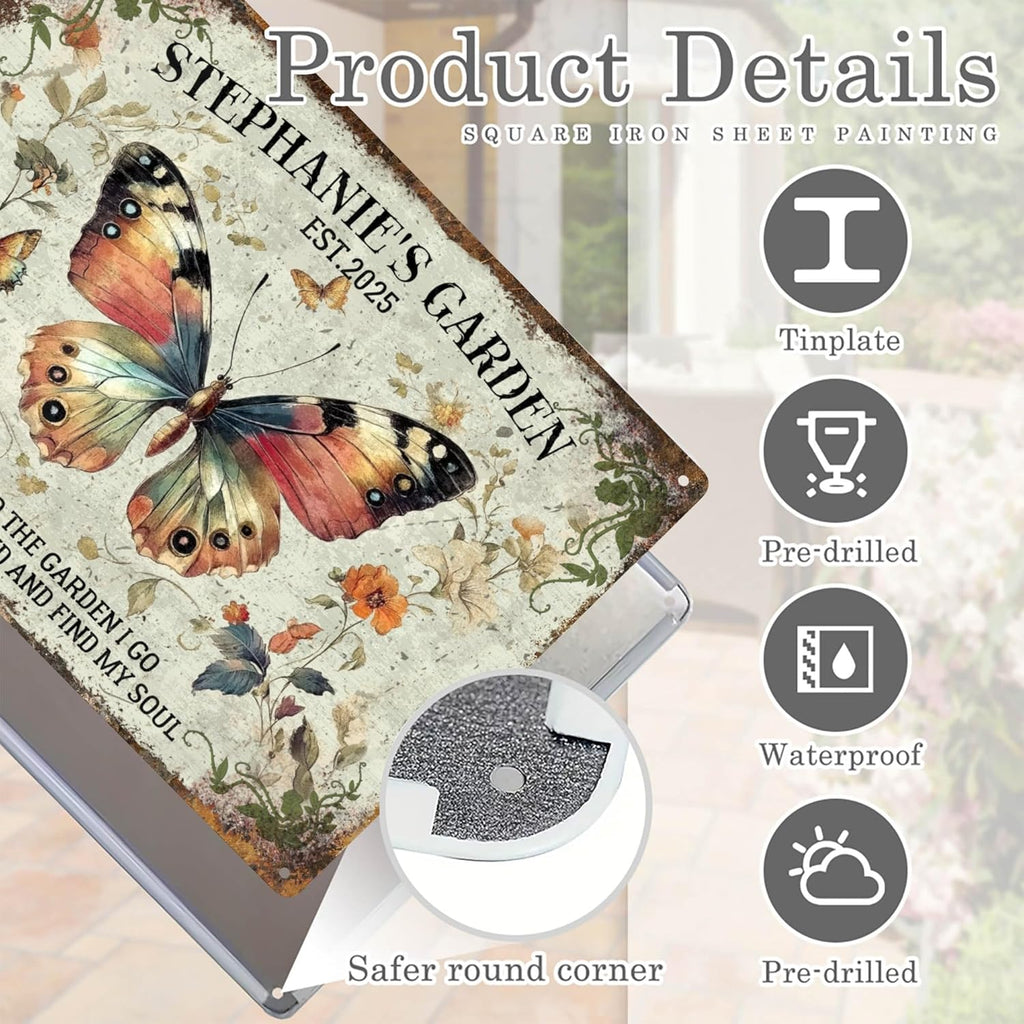 Custom Sign, Personalized Metal Signs, Customize for Office, Business, Workplace, Office, Home, Delivery Signs, Metal Sign With Your Own Image, Text,Photo, Pets, Kids Art Made in USA (Garden 03)