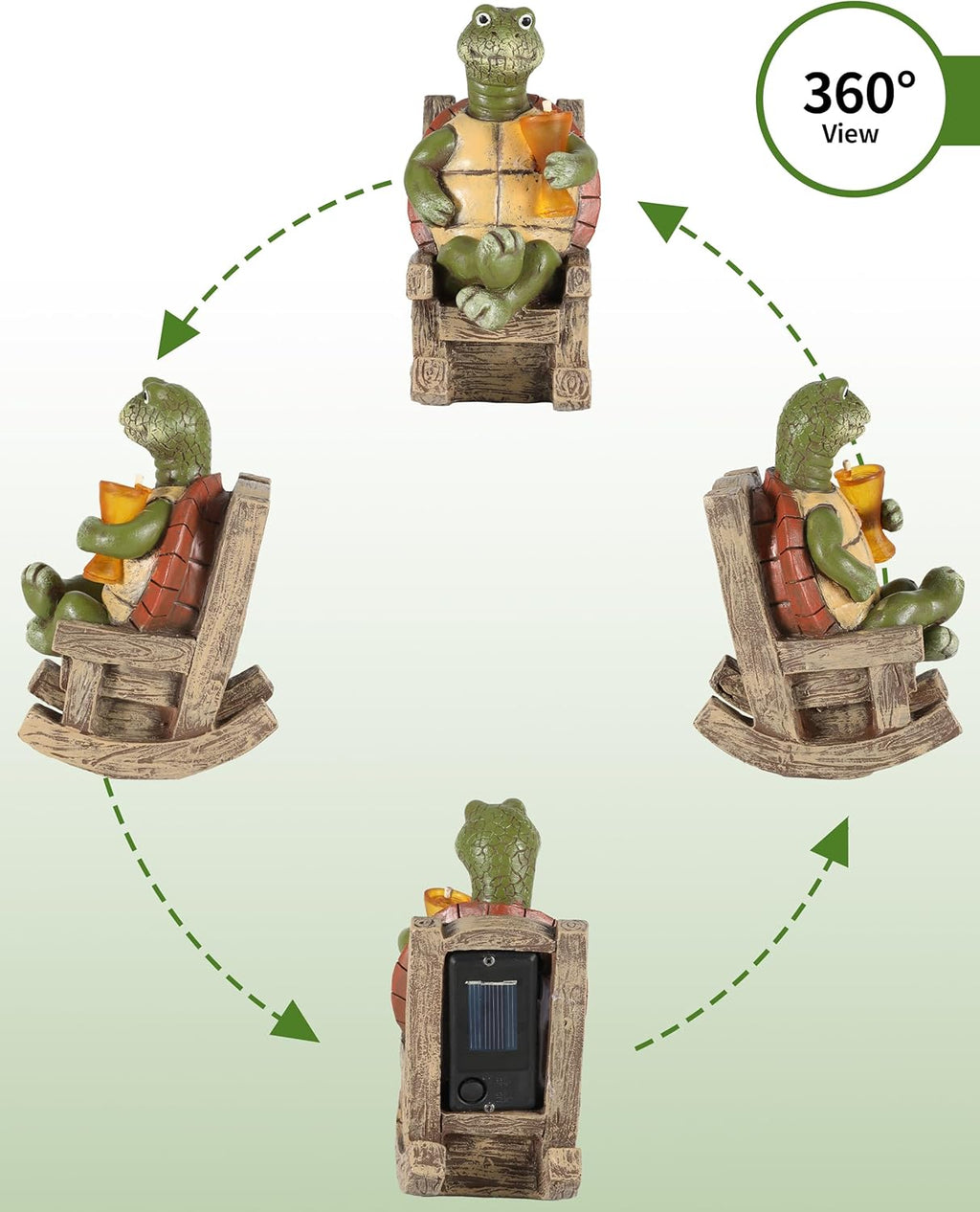 iStatue Solar-Powered Turtle Figurine Light with Glowing Cup - 5.5 in Lifelike LED Decorative Lamp for Outdoor Ambiance - Patio Table, Yard & Garden Decor (Turtle)