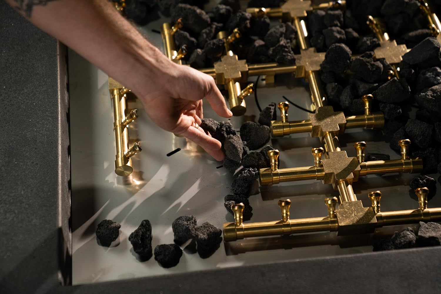 32" Inch Brass Jet Burner for Round & Square Fire Pit - Natural Gas or Propane Fire Pit Fireplace - Premium Fire Pit Burner for Outdoor (32" Inch, Propane)