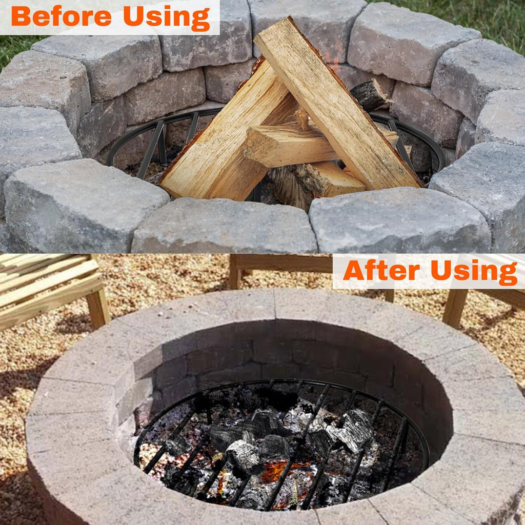 only fire Round Fire Pit Grate with 4 Legs for Outdoor Campfire Grill Cooking, 22 Inch
